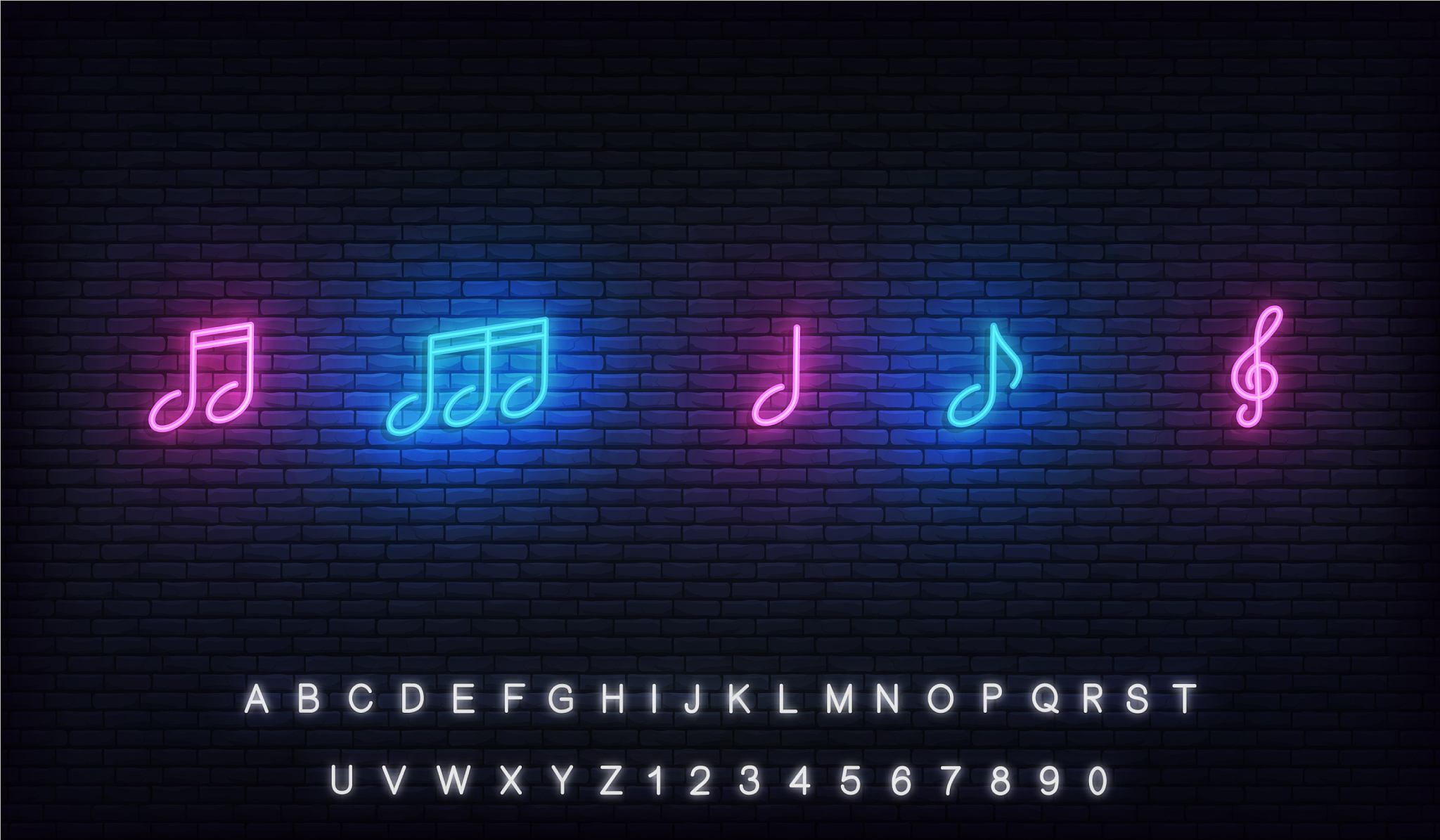 music notes neon template musical notes glowing