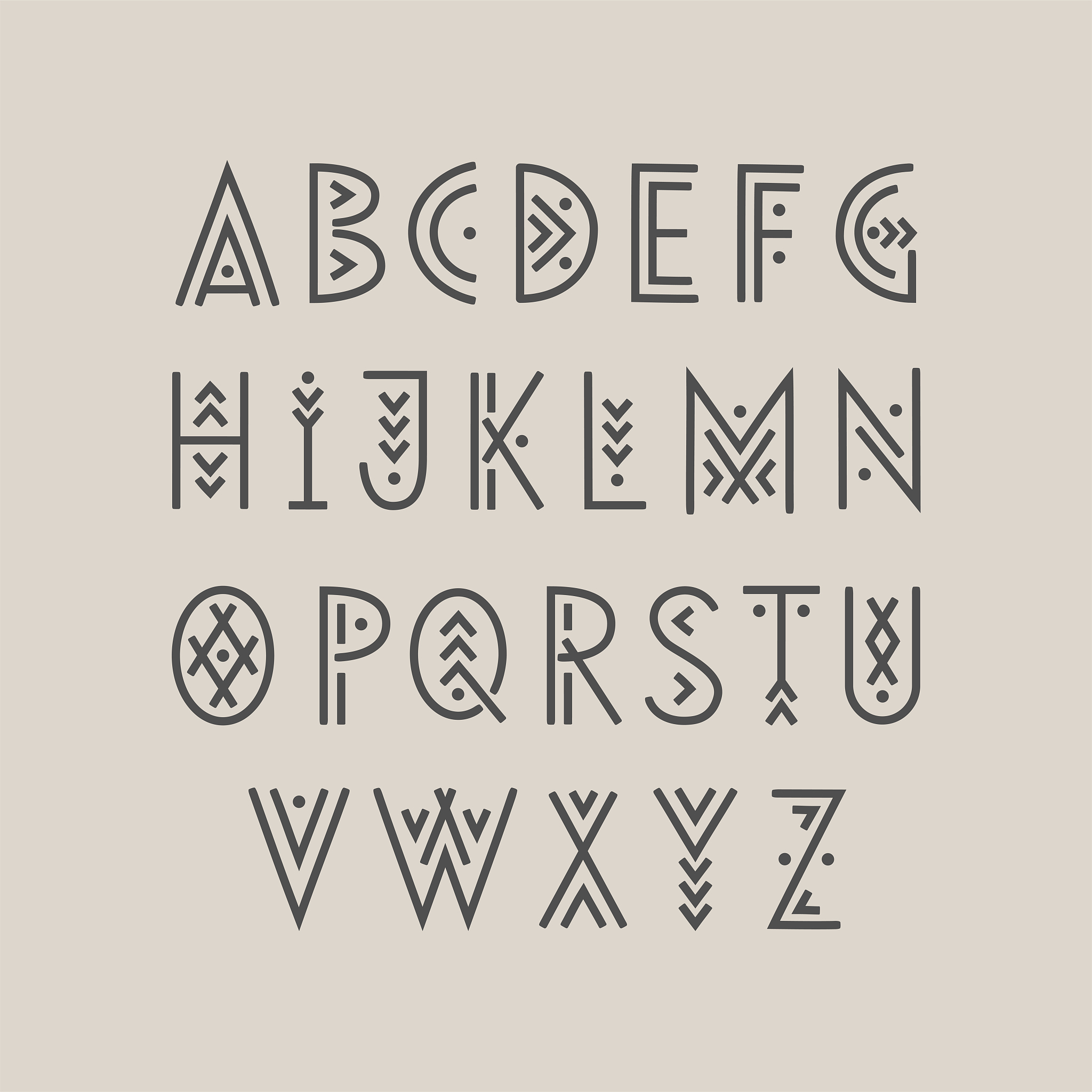 linear geometric uppercase font decorated with thin lines.
