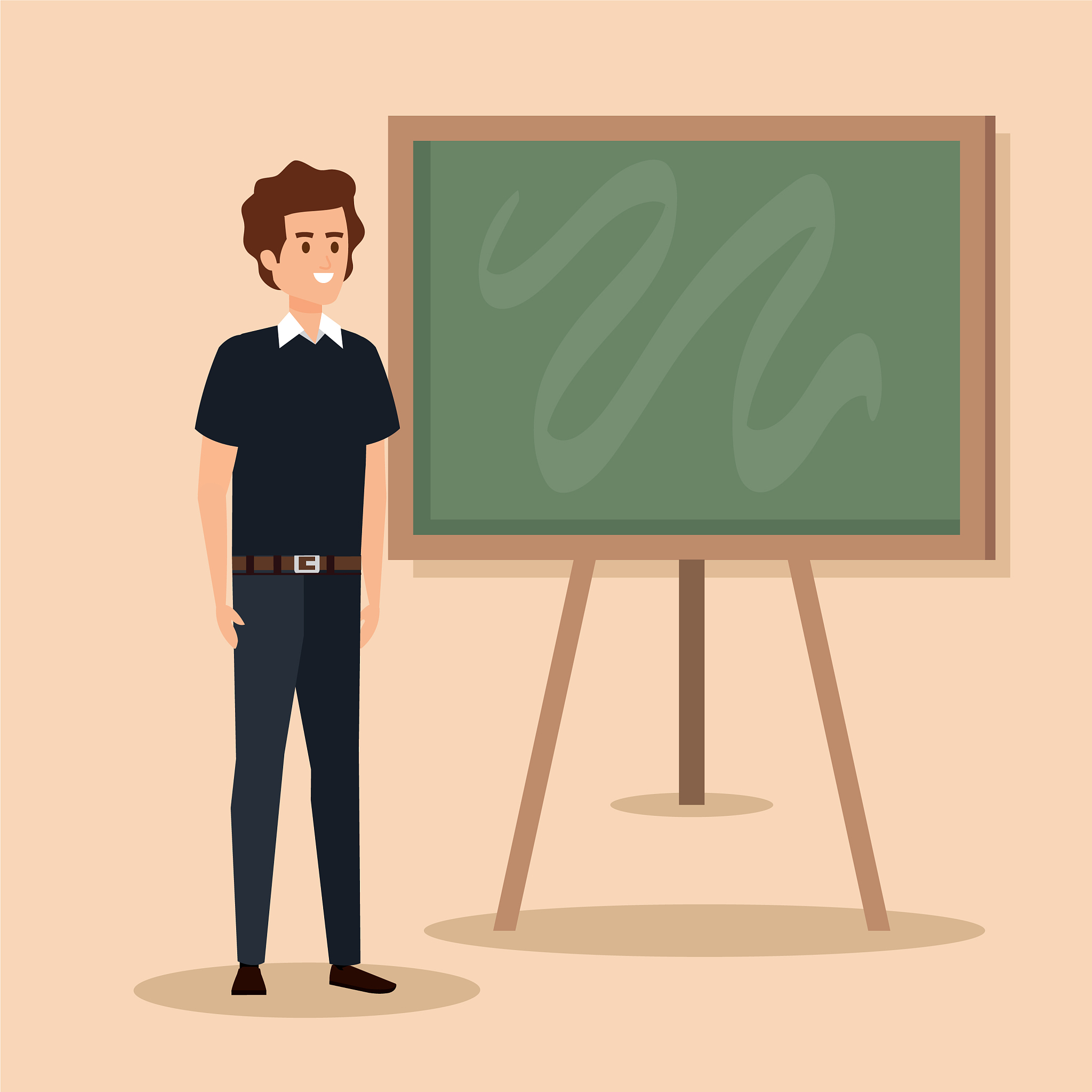man teacher with hairstyle and clothes design