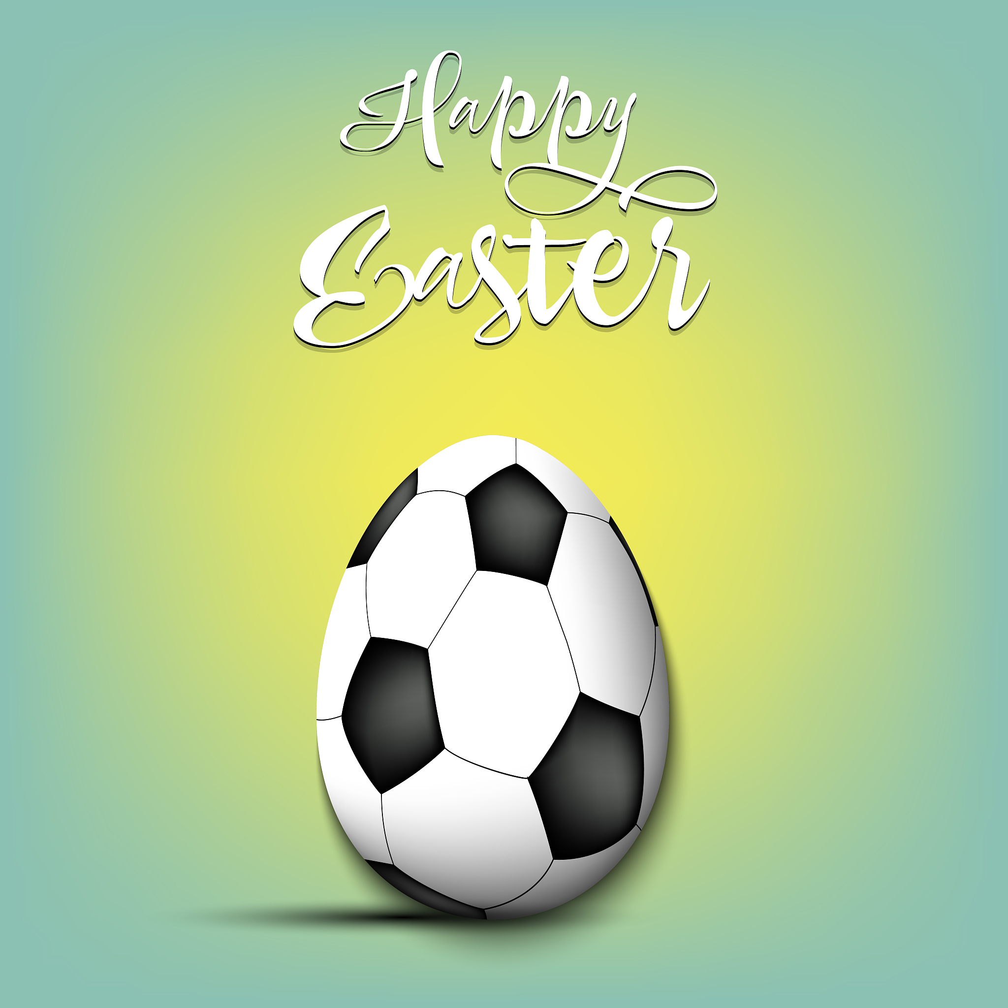 happy easter. egg in the form of a soccer ball