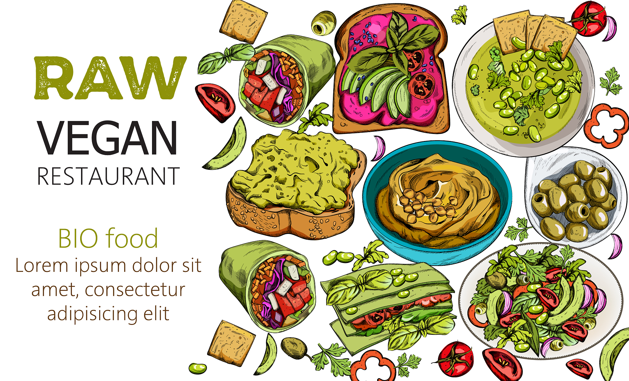 organic set raw vegan food hummus beat and