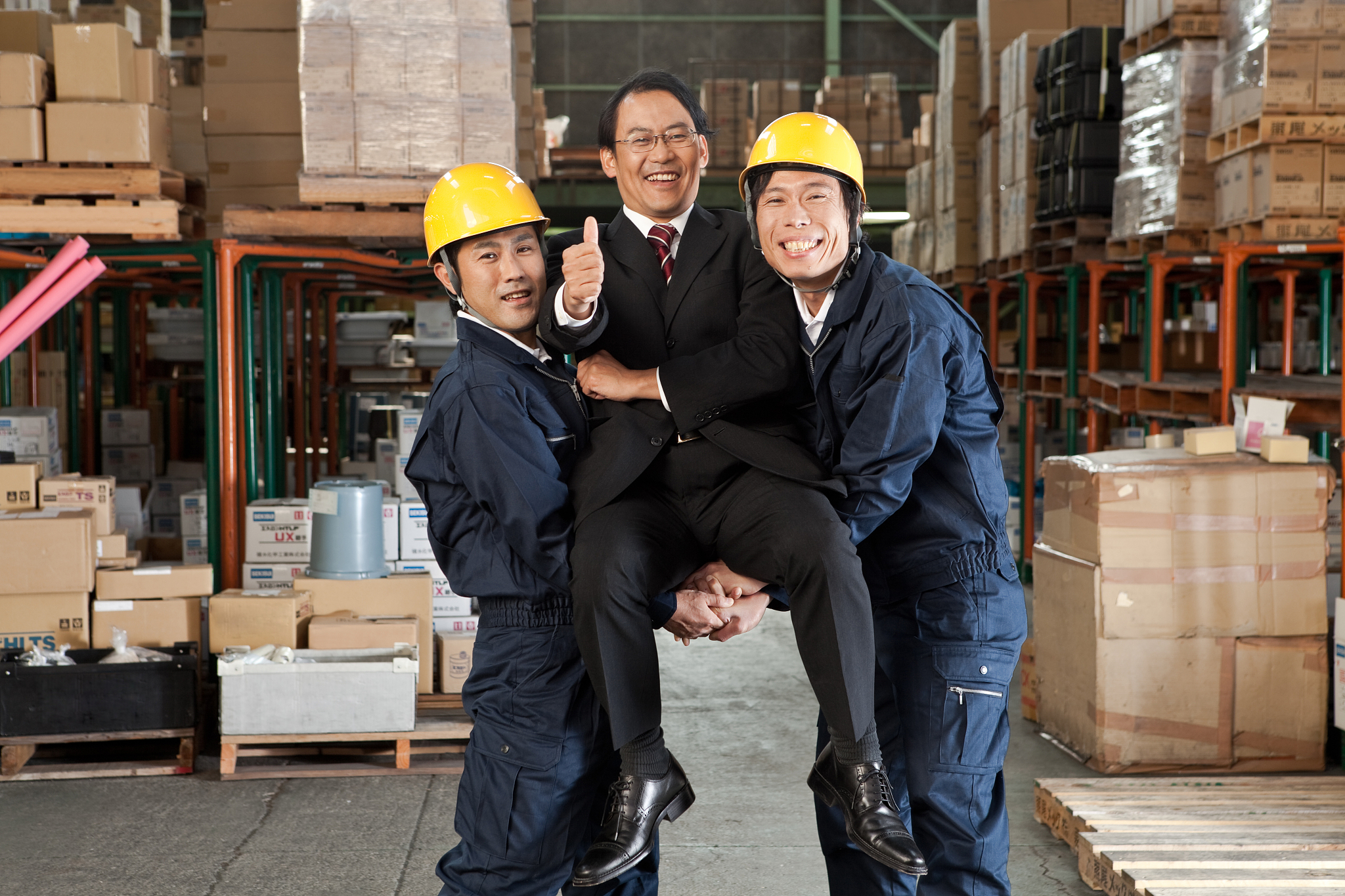 japanese businessman and workers