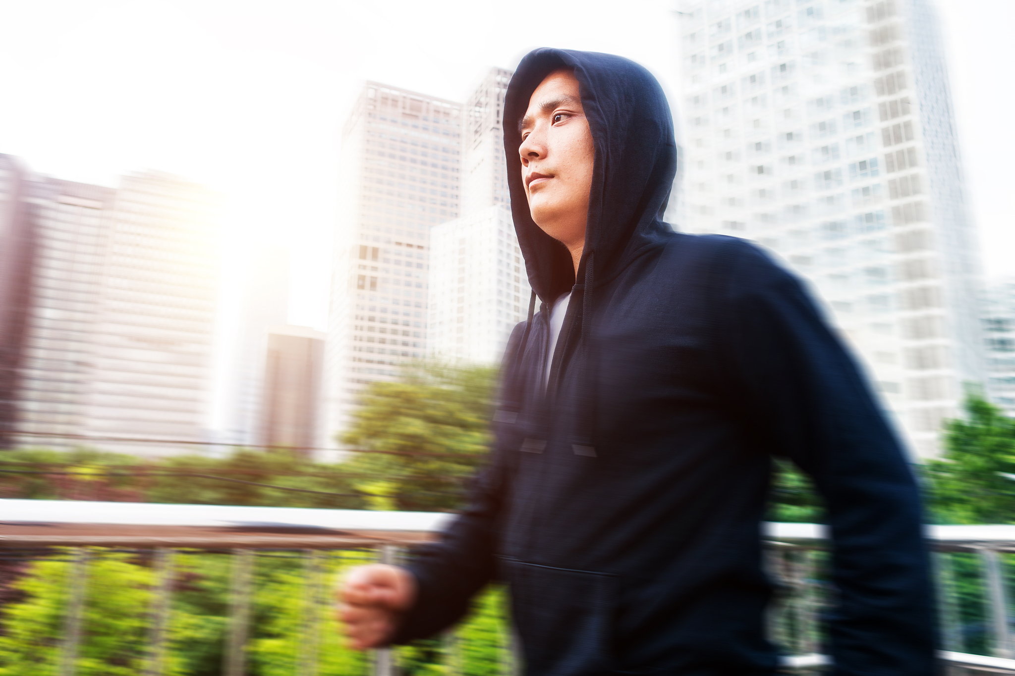 man jogging in the city
