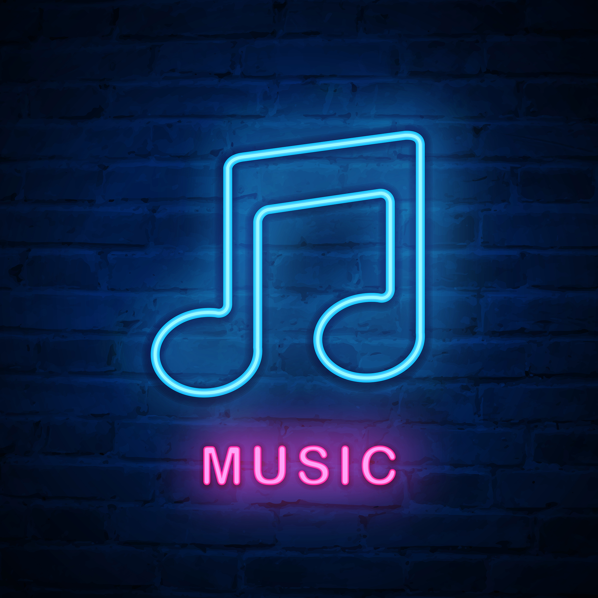 vector illuminated neon light icon sign music note
