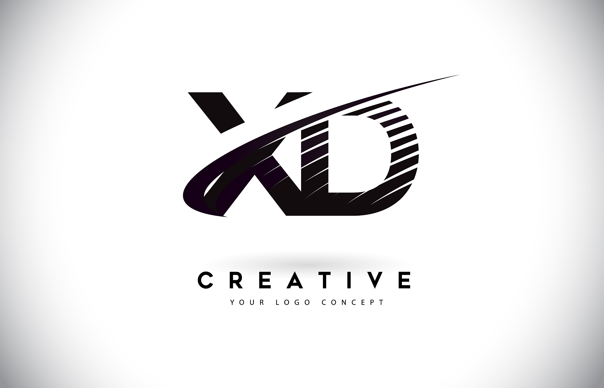 xd x d letter logo design with swoosh and black