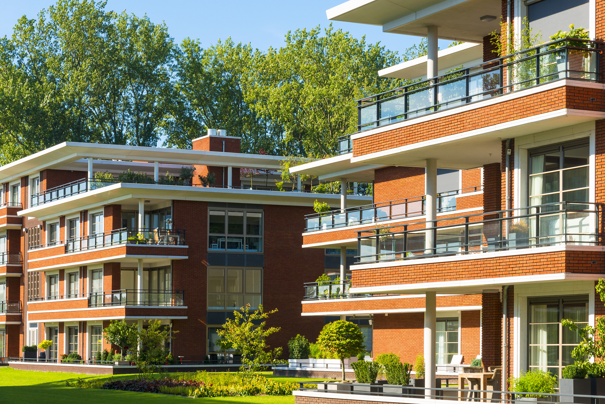 modern apartment blocks