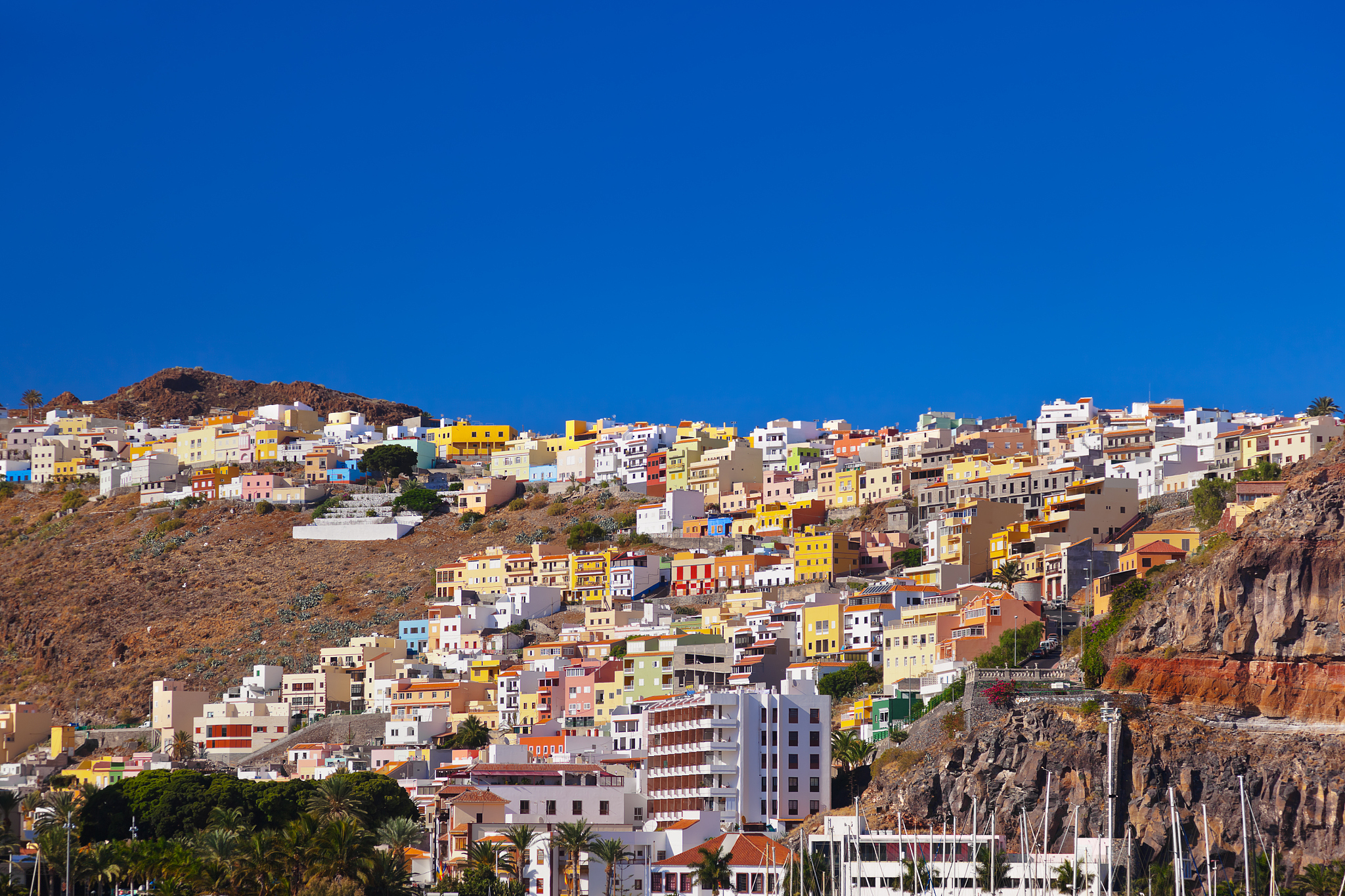 port and town san sebastian - la gomera island