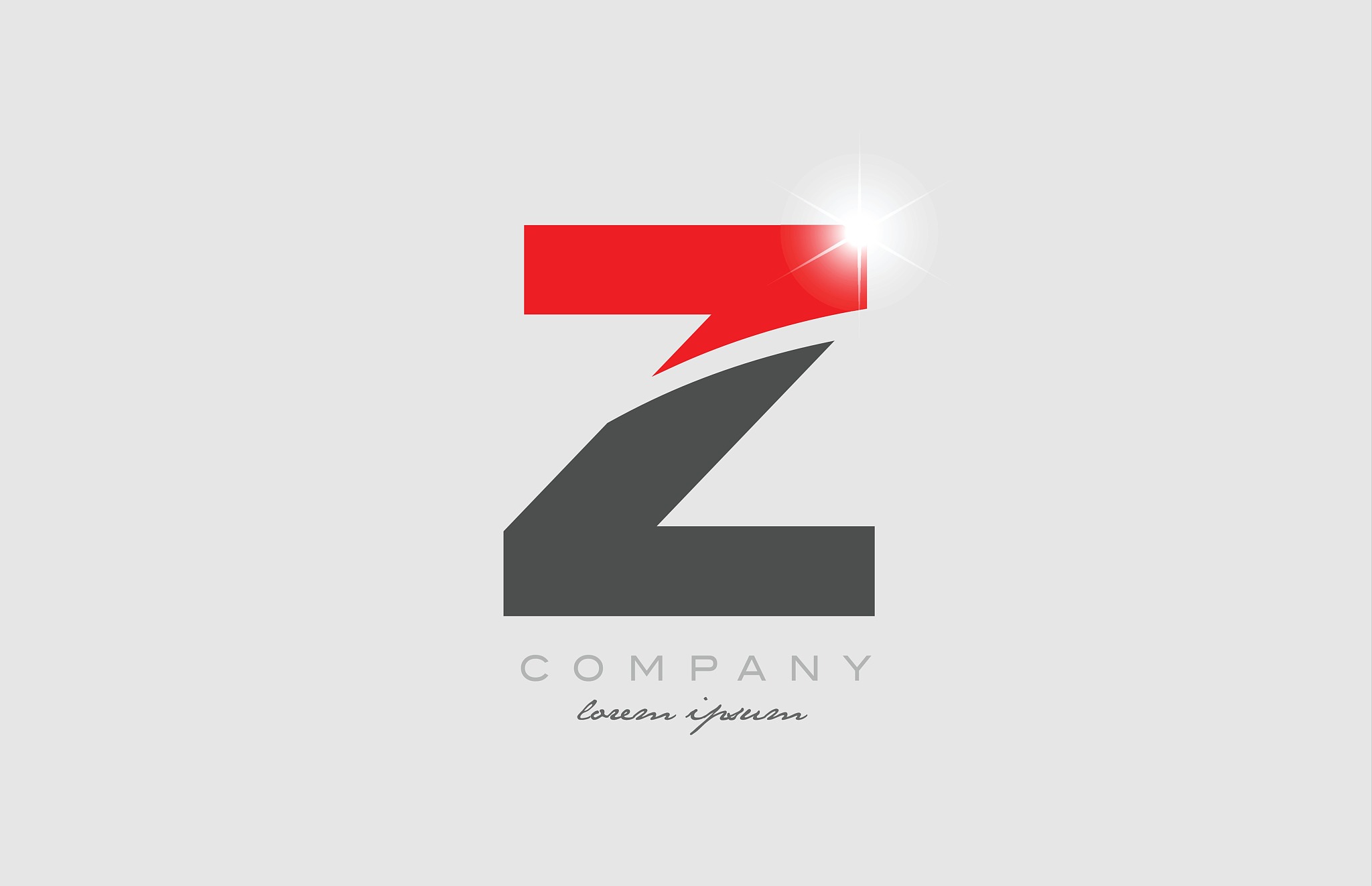 letter z in grey red color alphabet for logo icon design