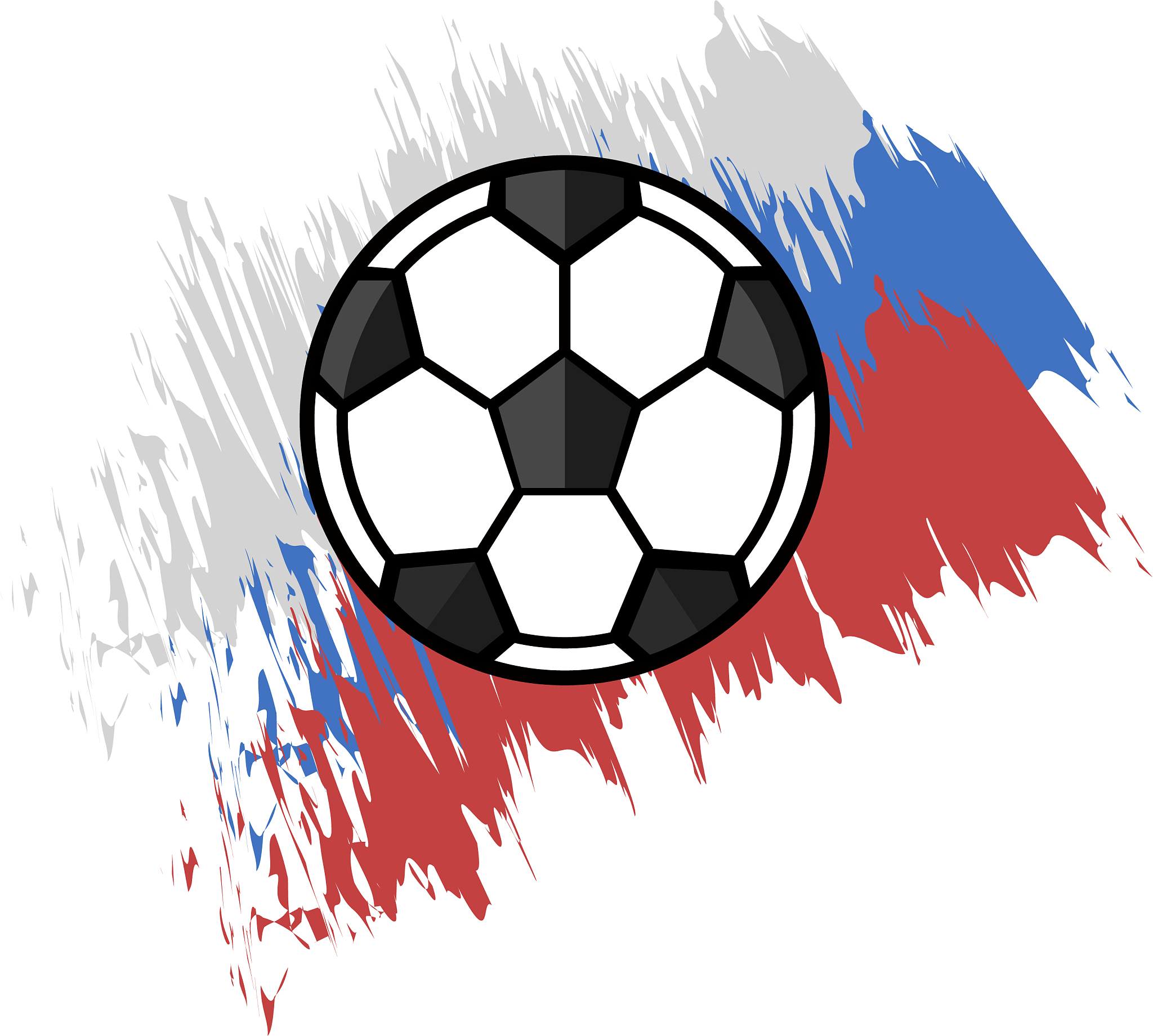 soccer ball with a textured russian flag