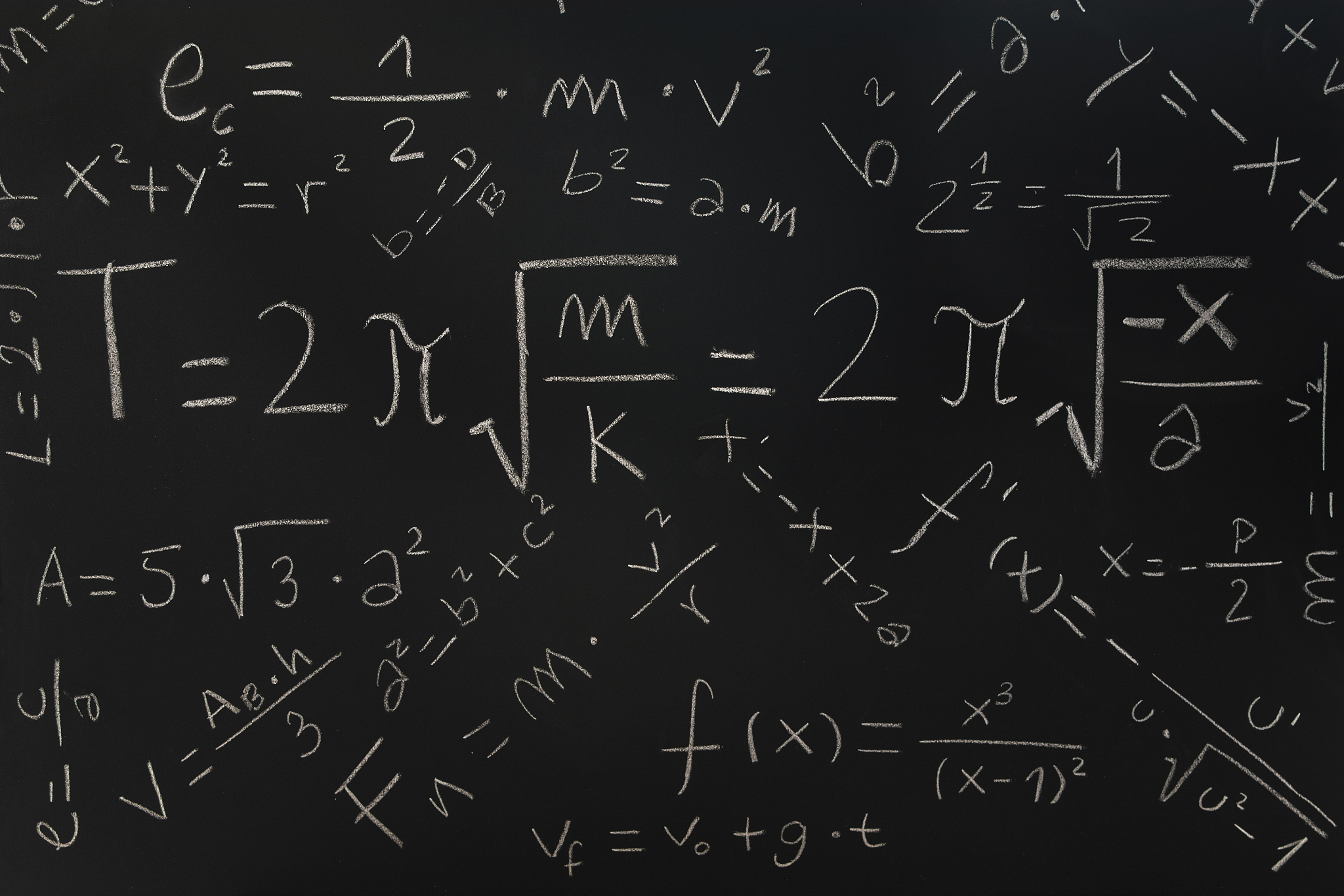 physical formulas on a blackboard