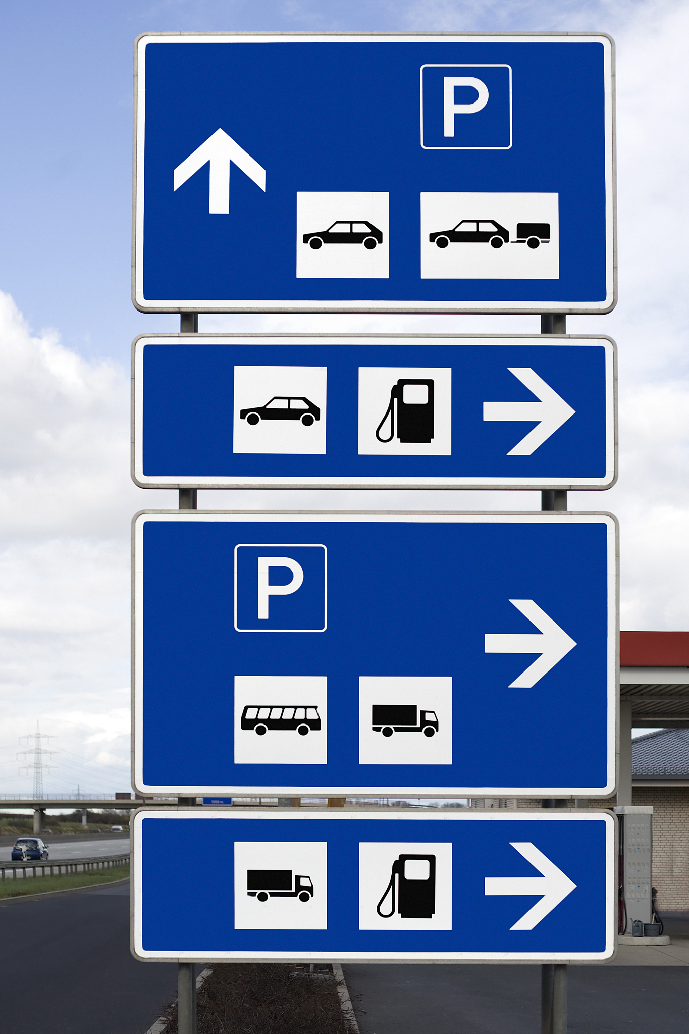 traffic sign at petrol station