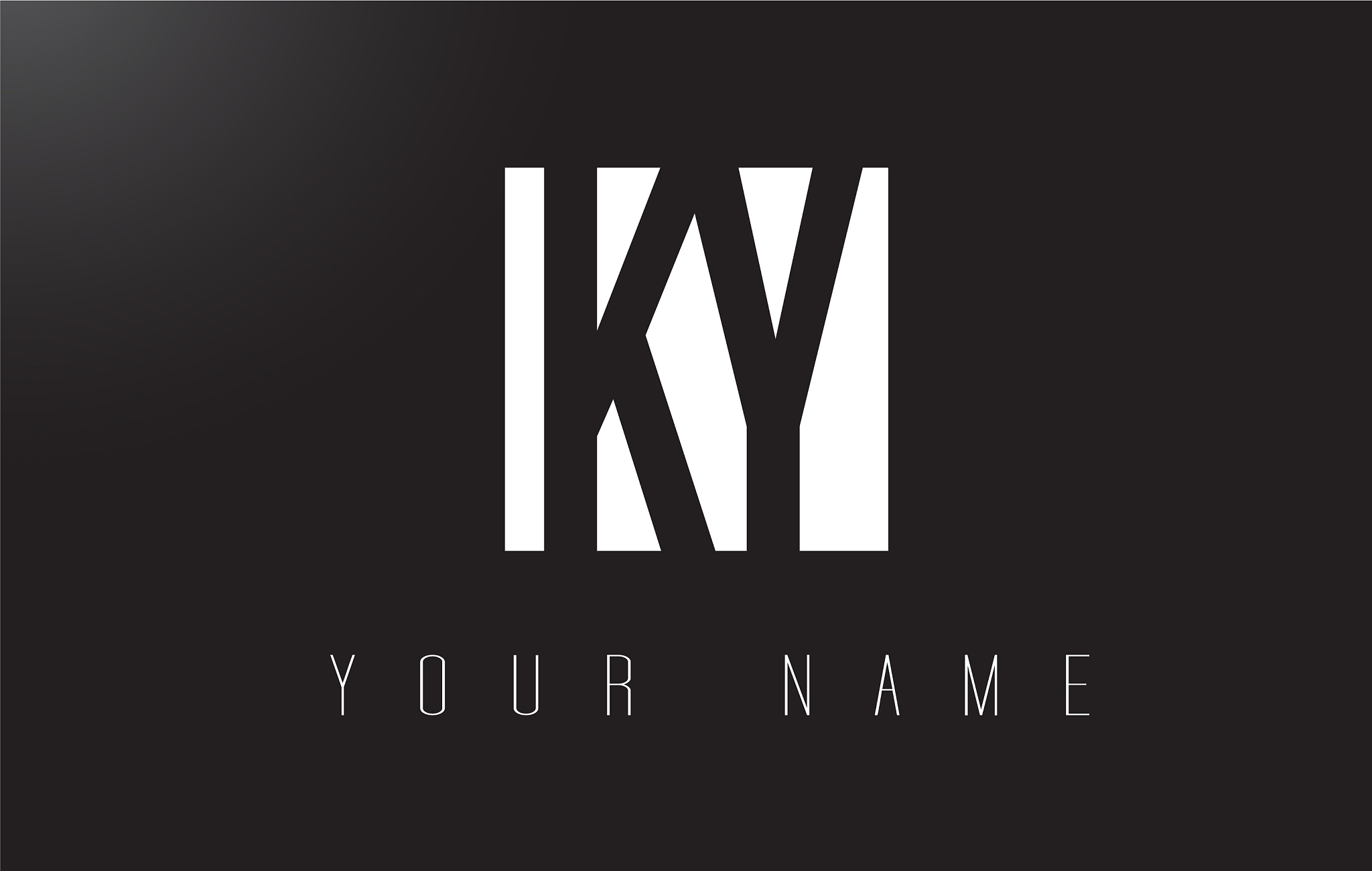 ky letter logo with black and white negative