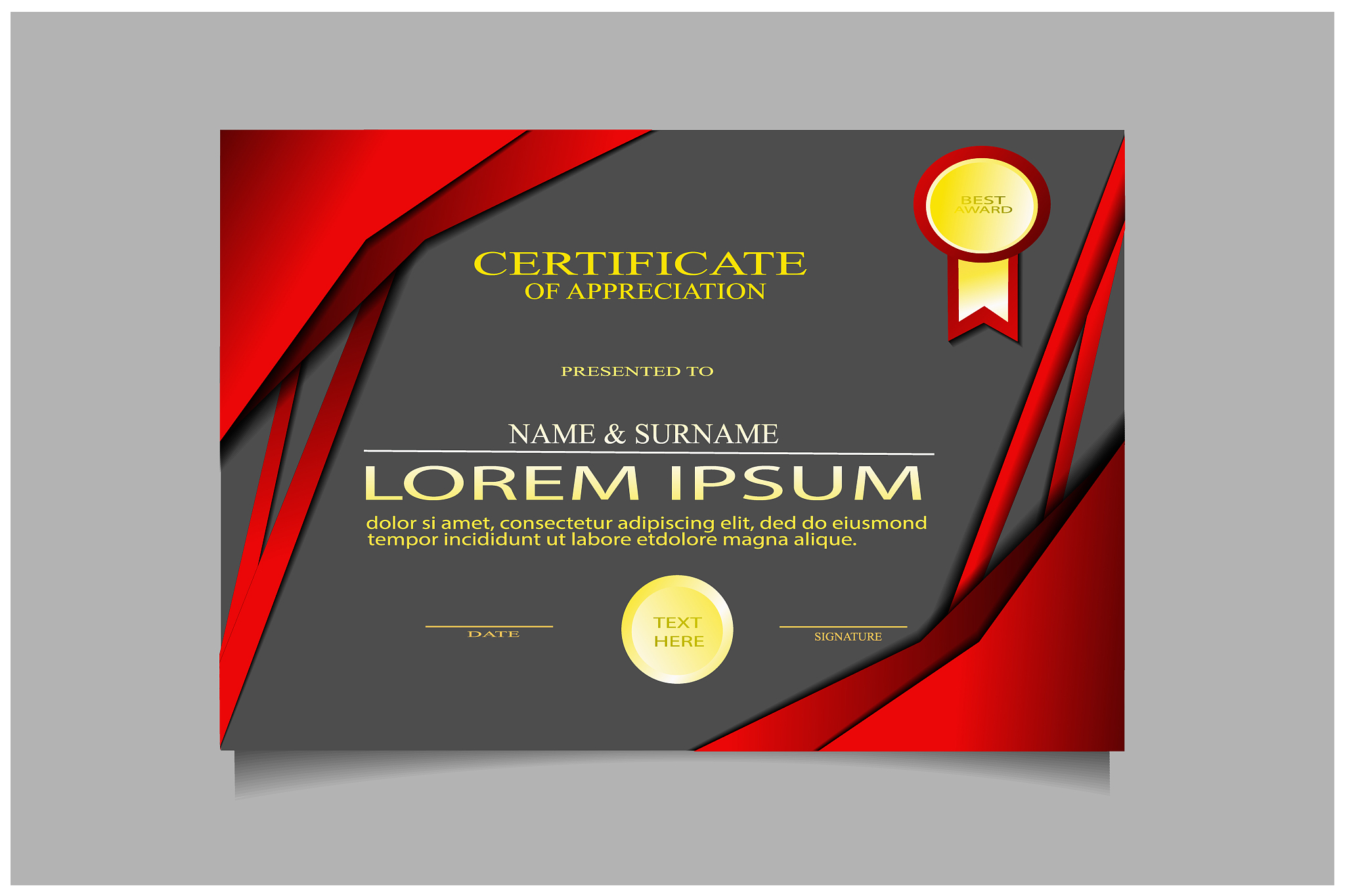 creative luxury certificate of appretiation award template with 