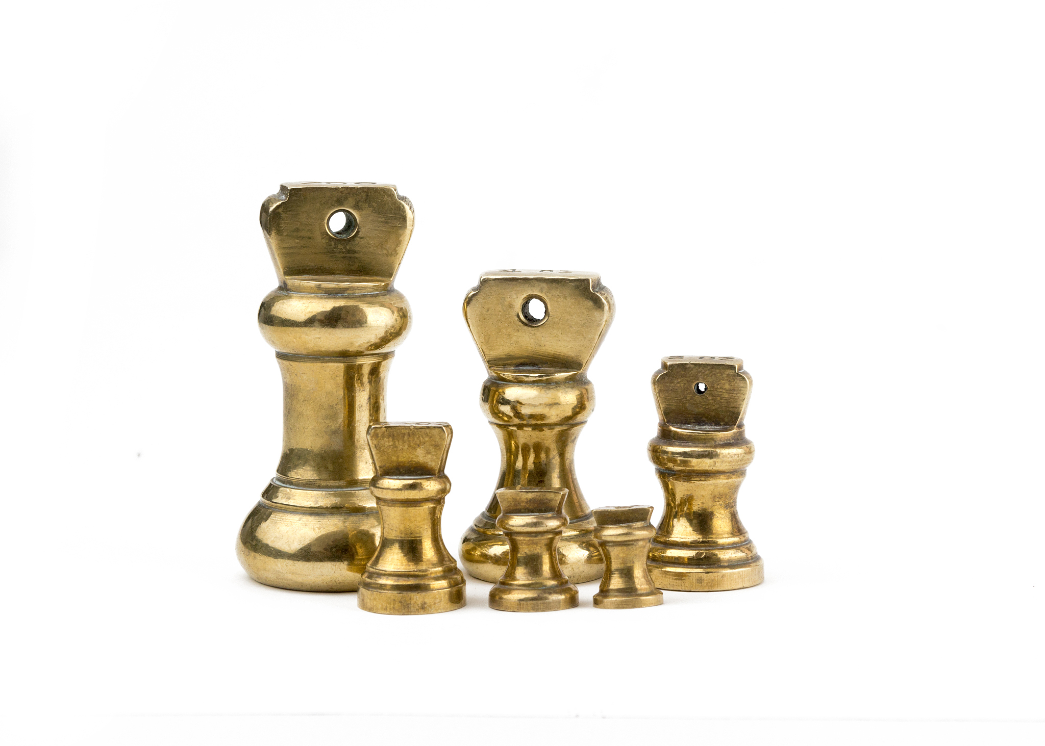 set of six  antiques brass imperial weights