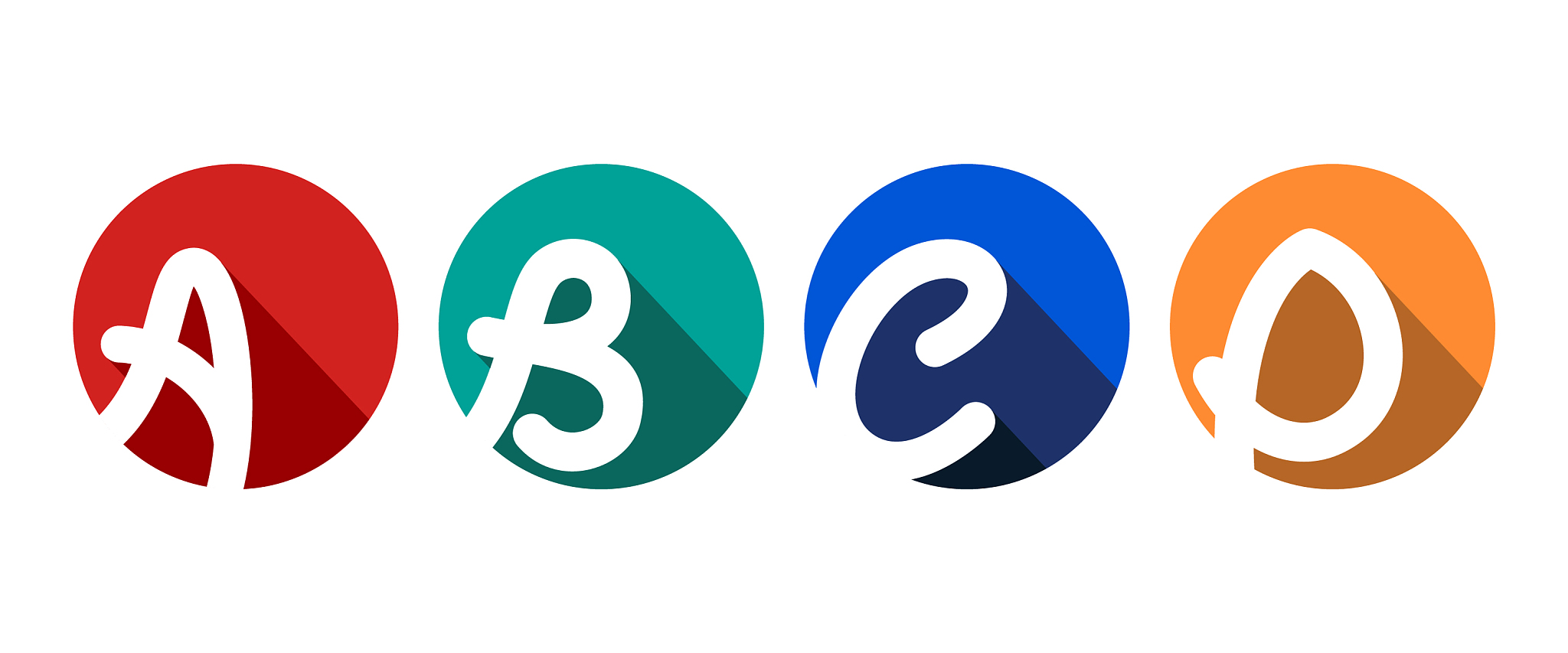 creative capital letters a b c d inscribed in a