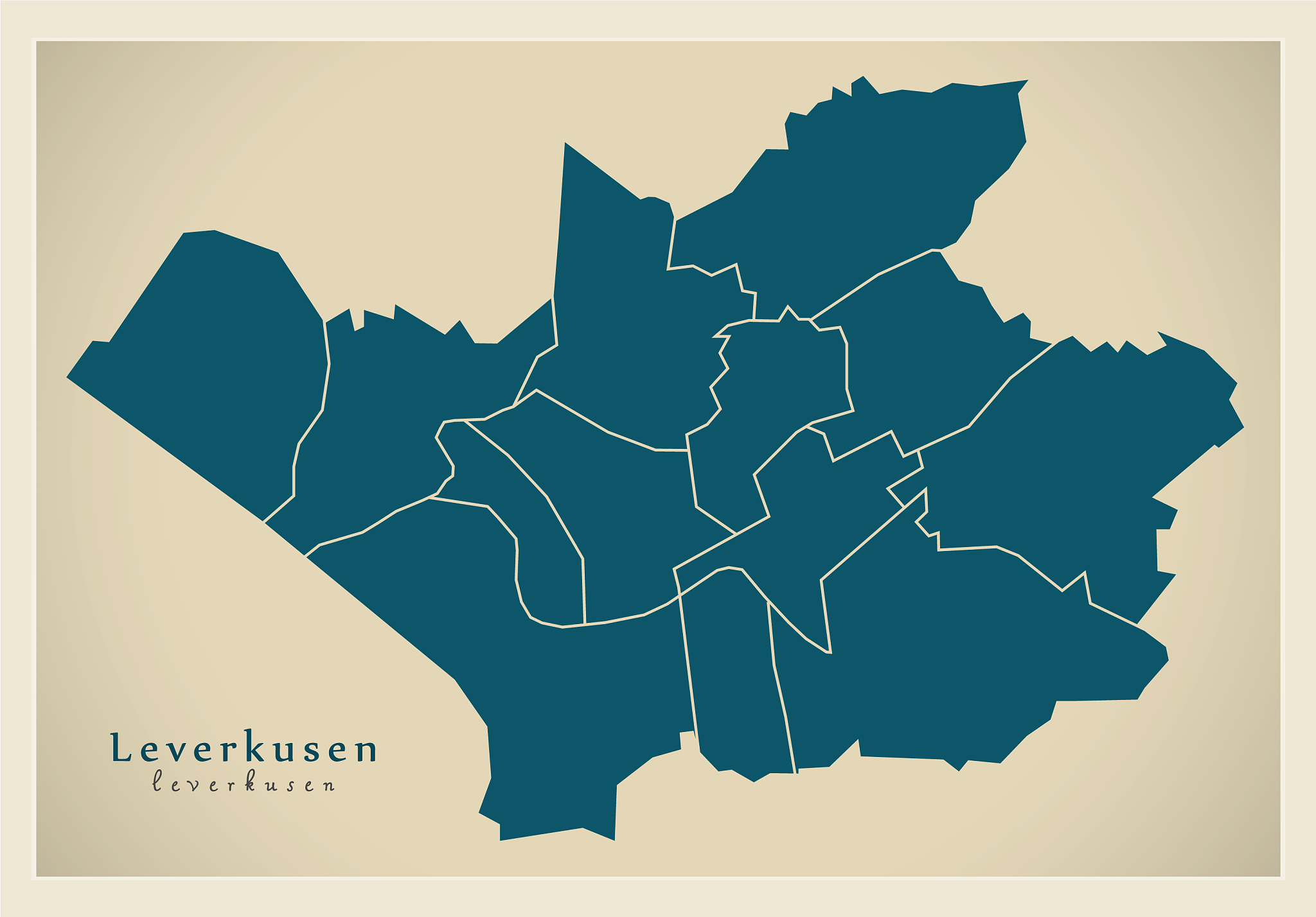 modern city map - leverkusen city of germany with