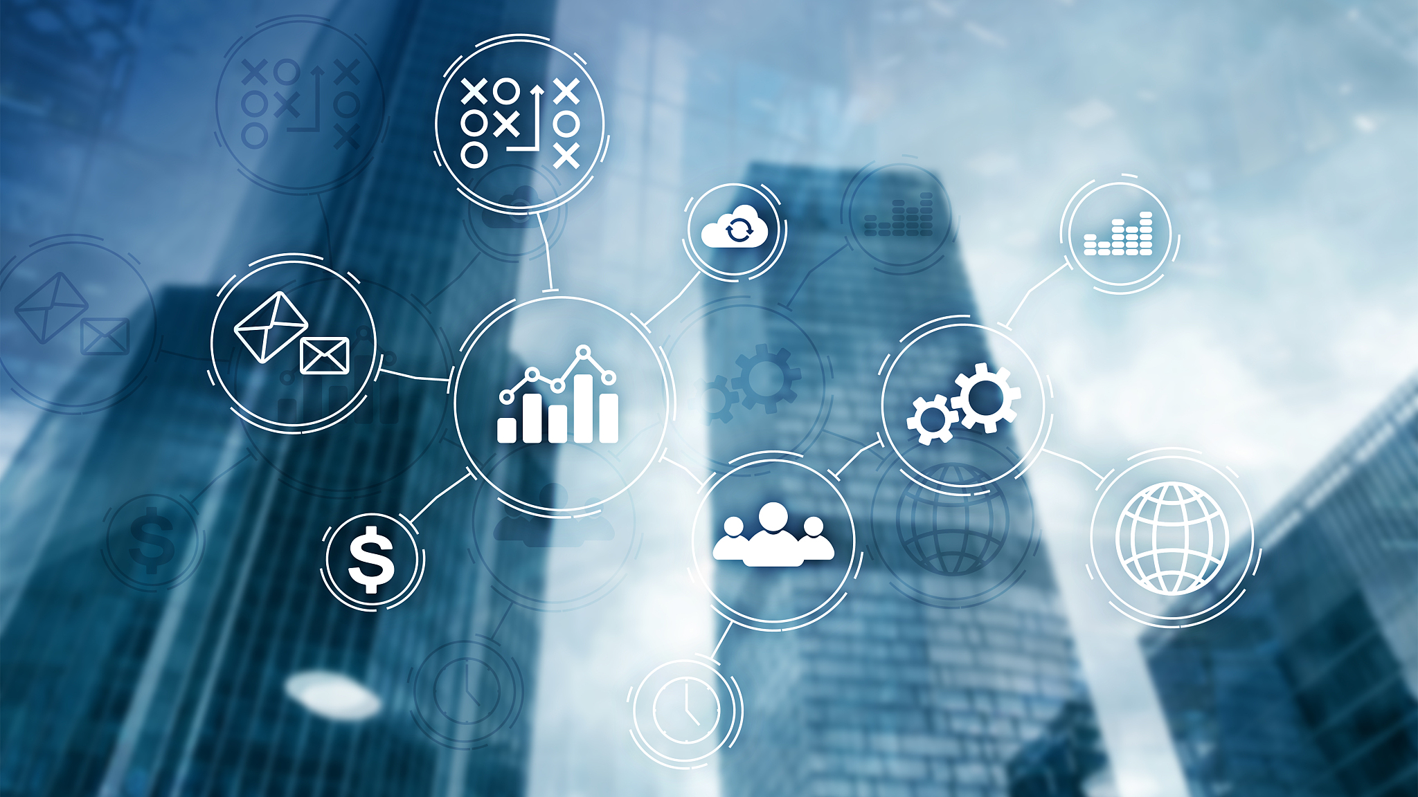 business process automation concept on blurred background.