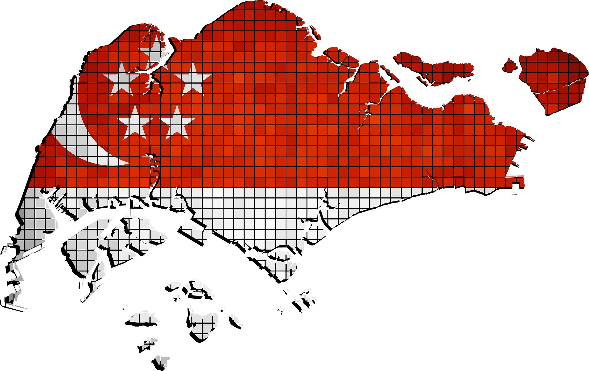 singapore map with flag inside