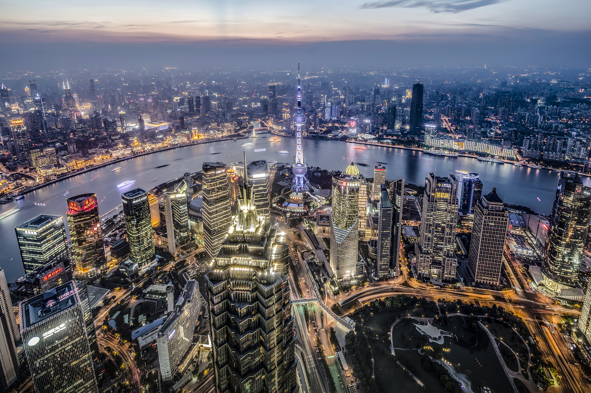 the night view of shanghai