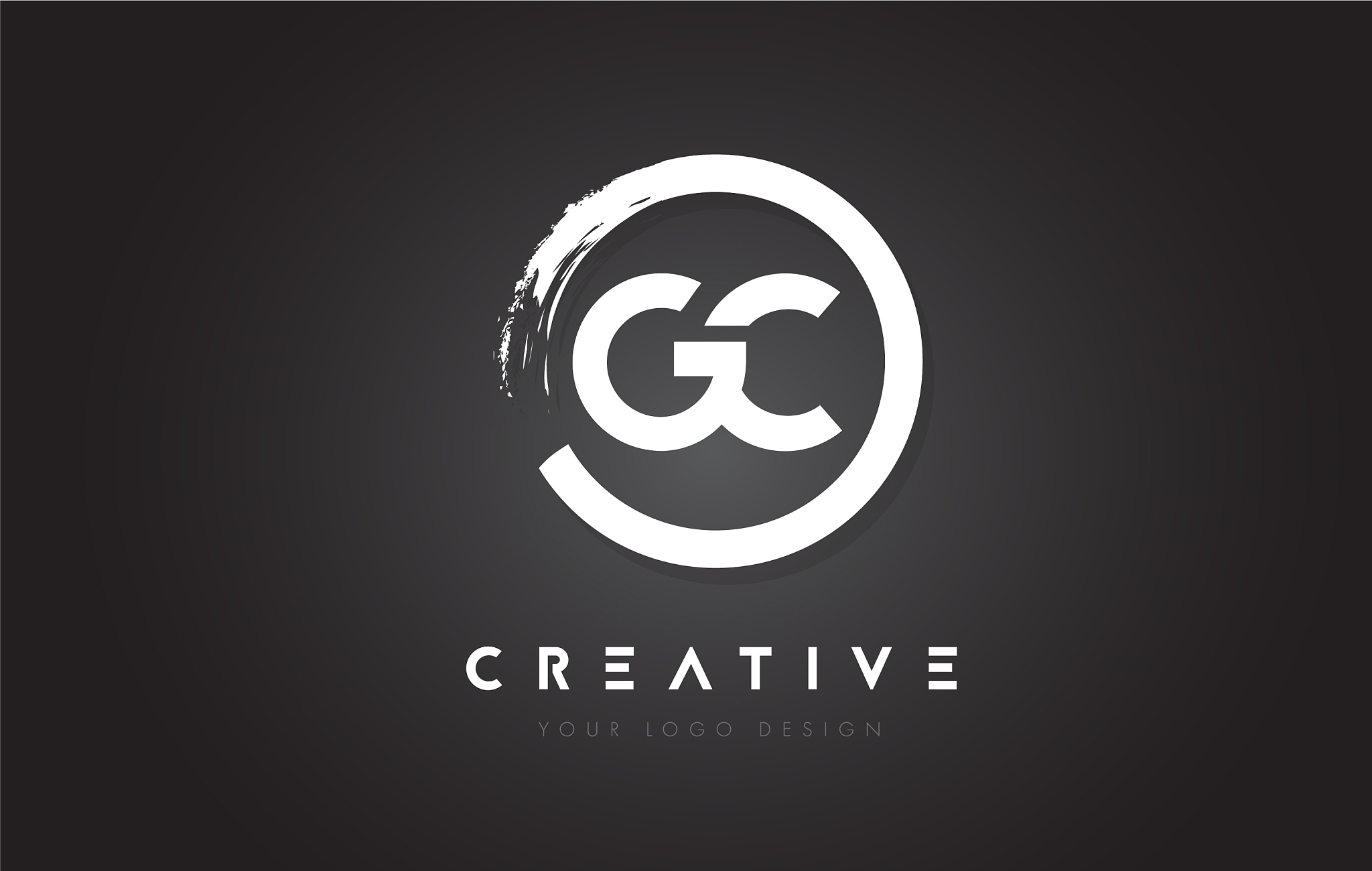 gc circular letter logo with circle brush design