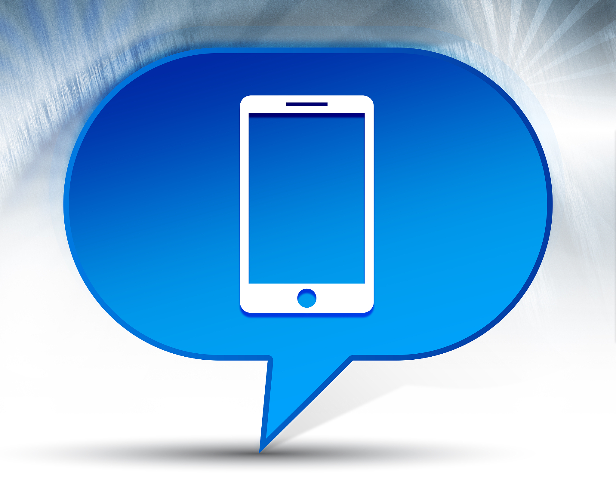 smartphone icon blue bubble background