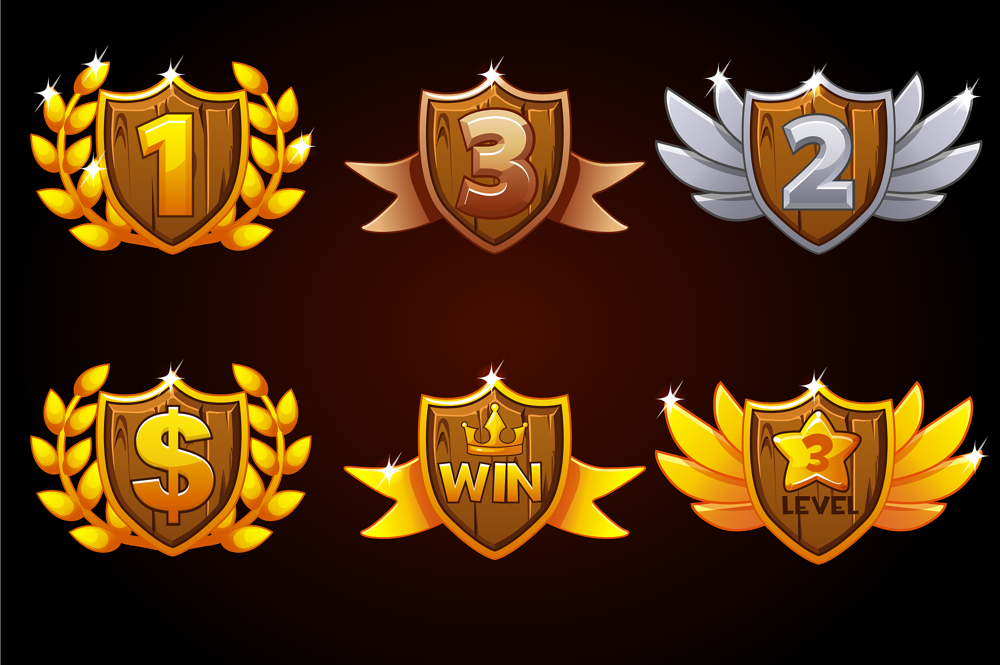 shield set awards or icons objects on a