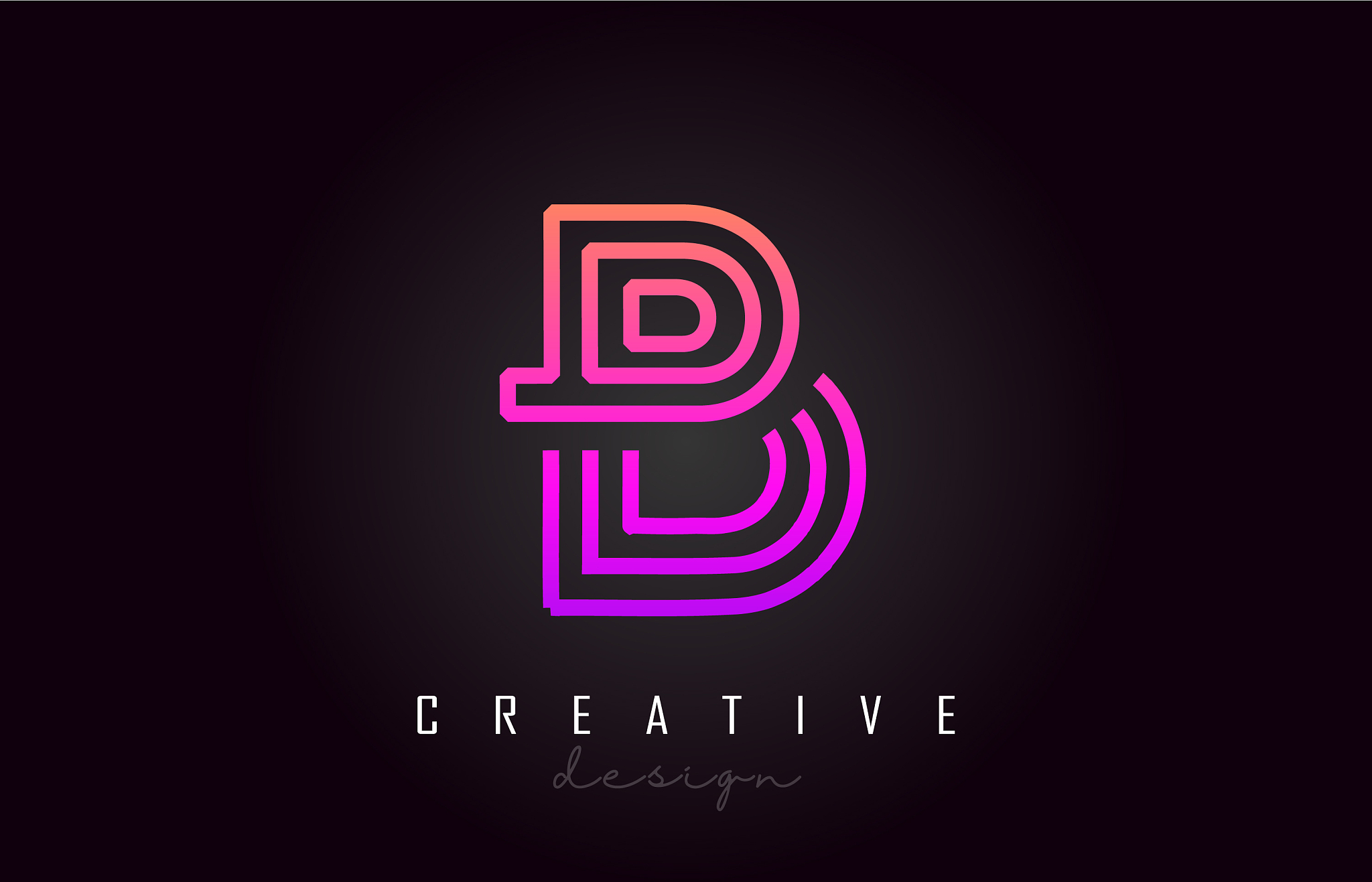 b purple letter logo monogram design creative b