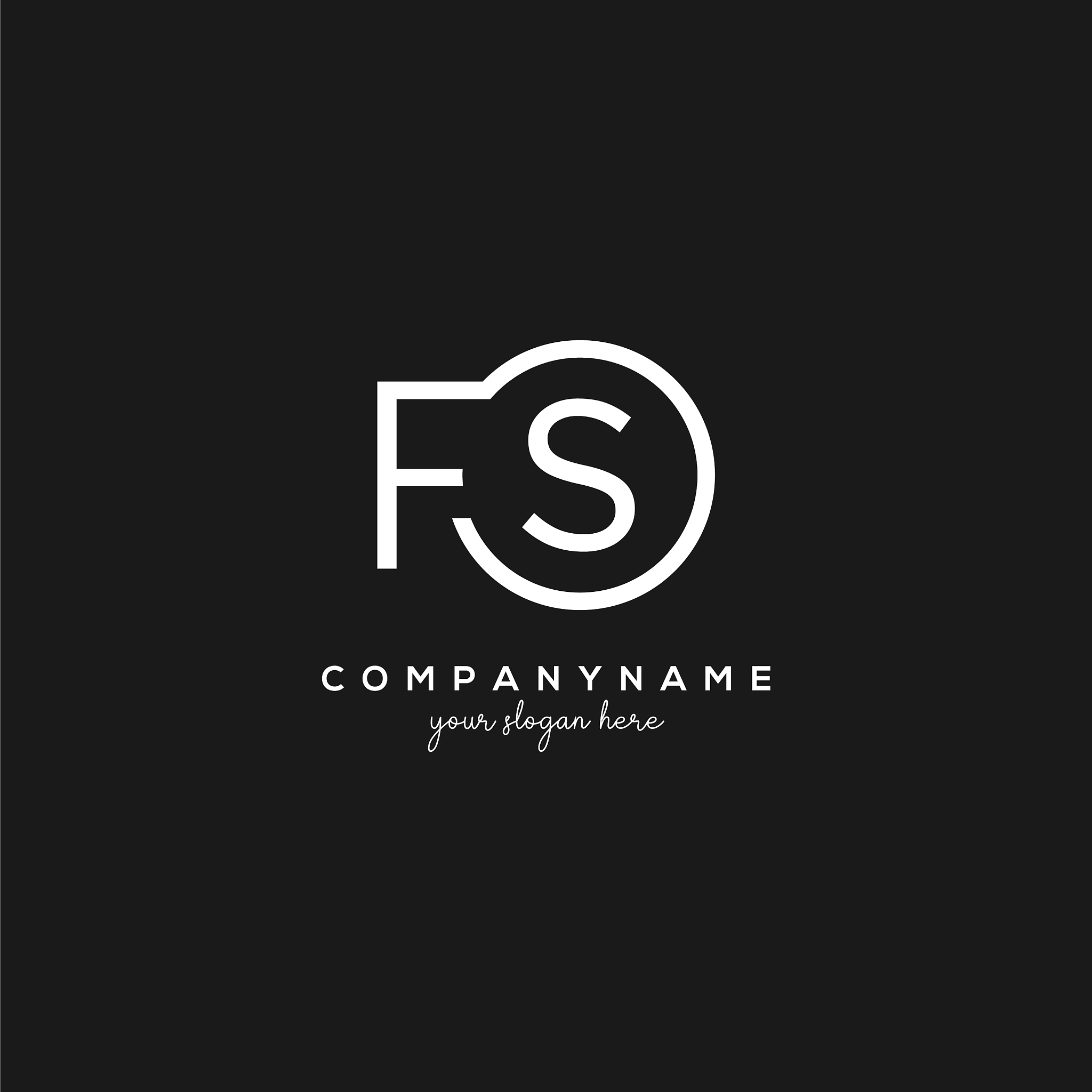 initial fs letter logo with circle template