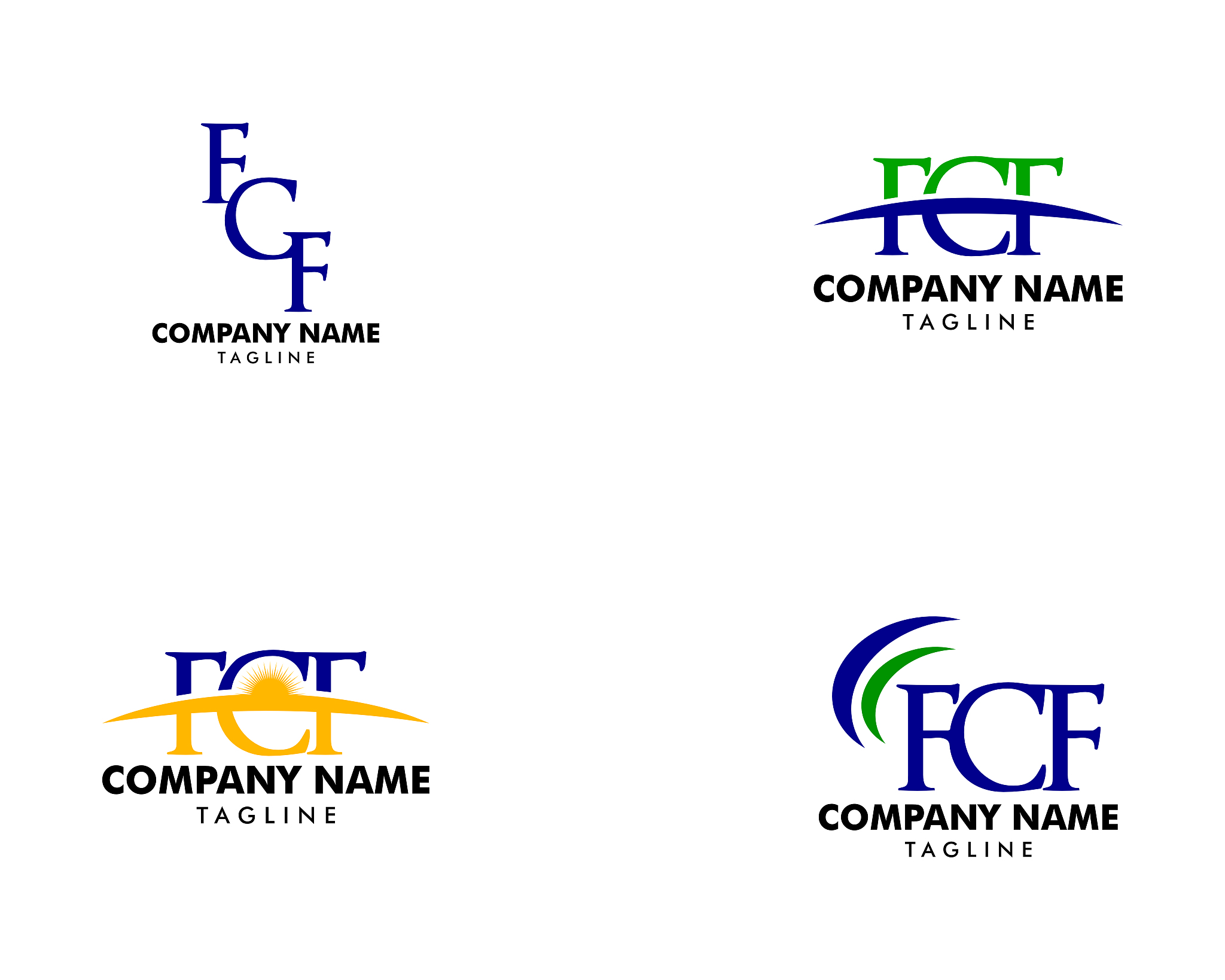 set of initial letter fcf   template design