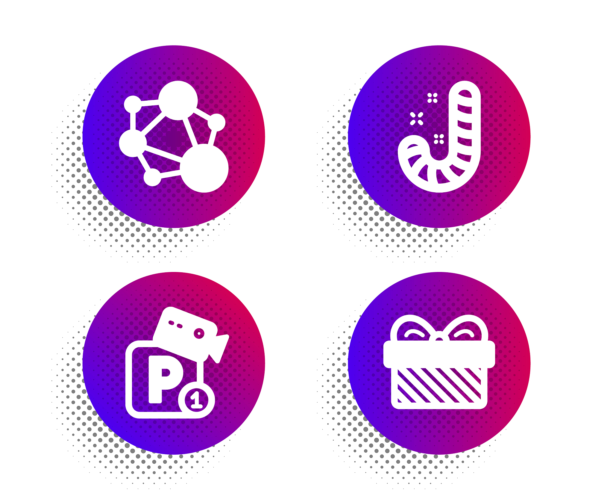 integrity candy and parking security icons set