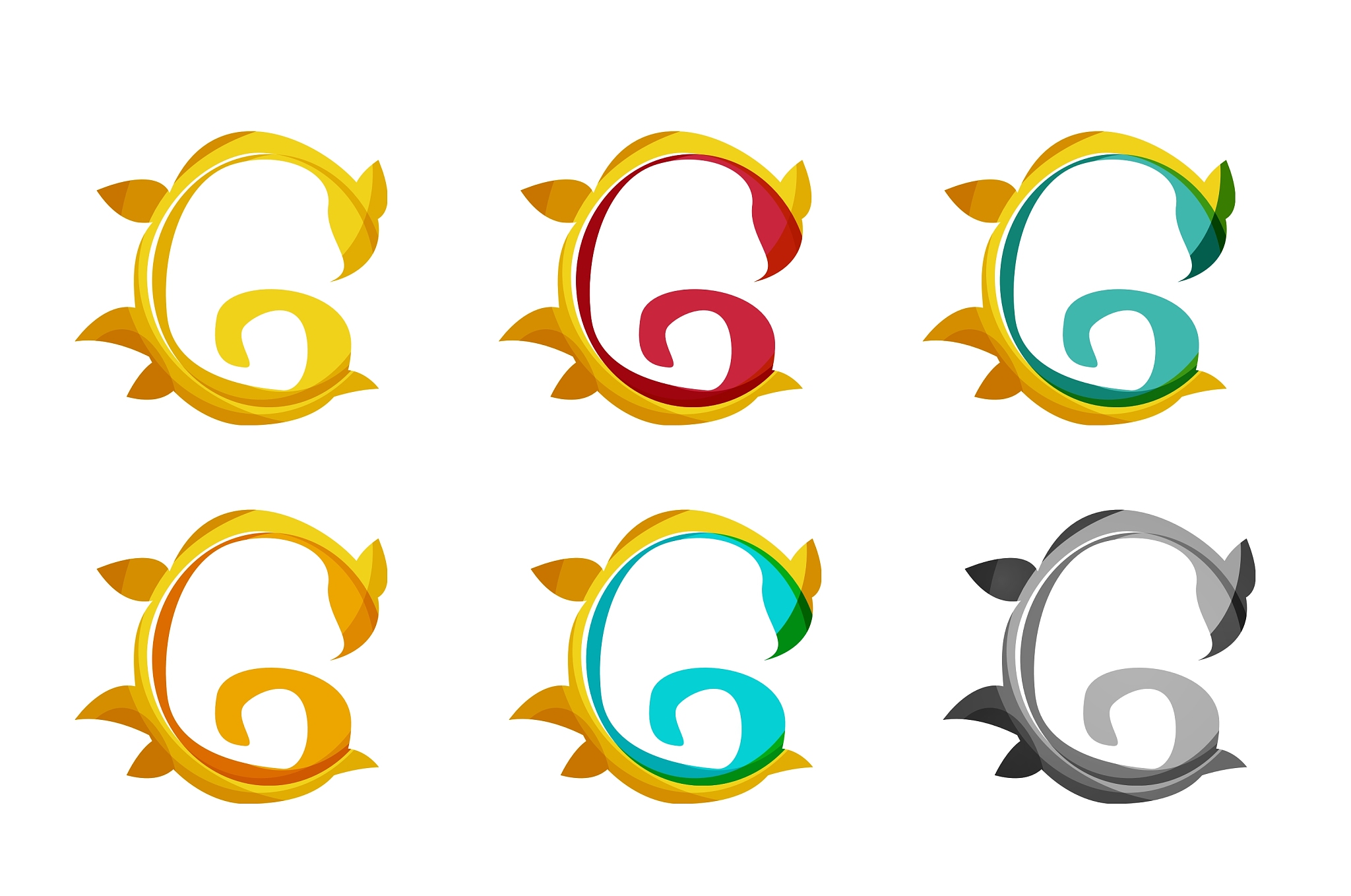 set of abstract eco plant icons business logotype