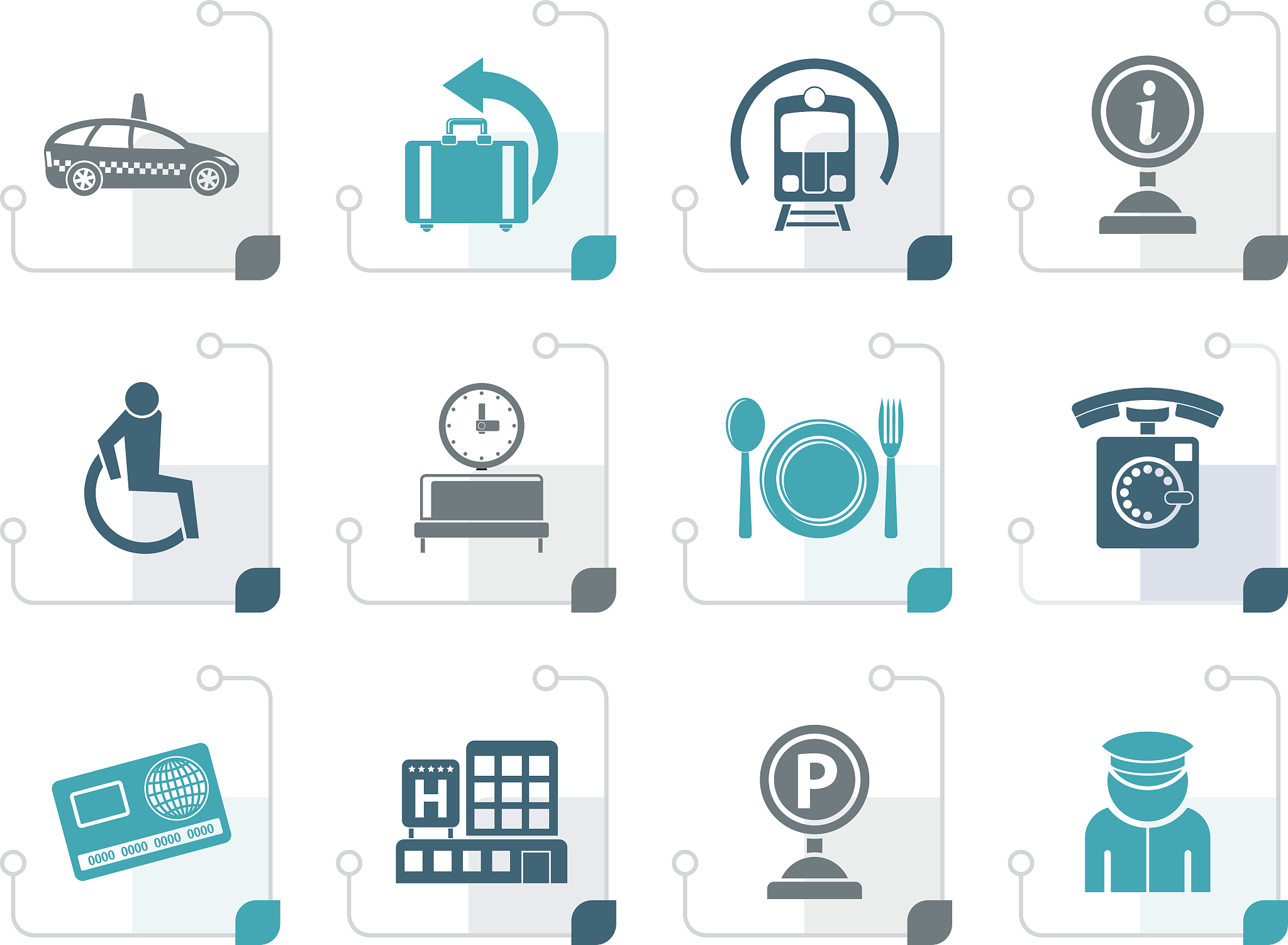 stylized airport, travel and transportation icons 2
