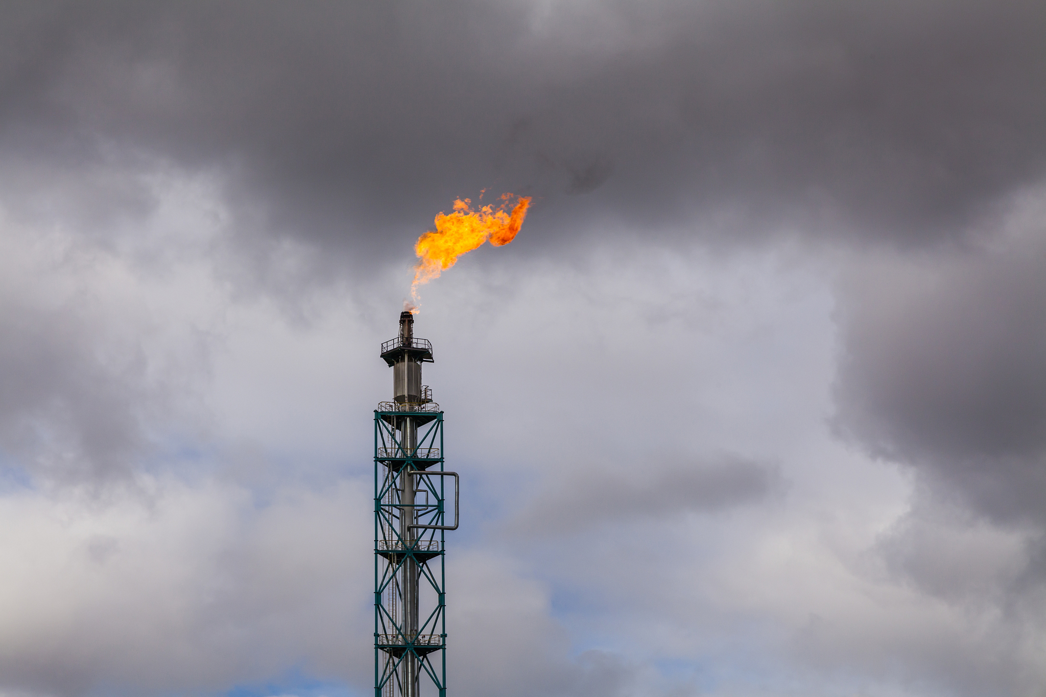 oil refinery factory at the cloudy sky, petrochemical plant