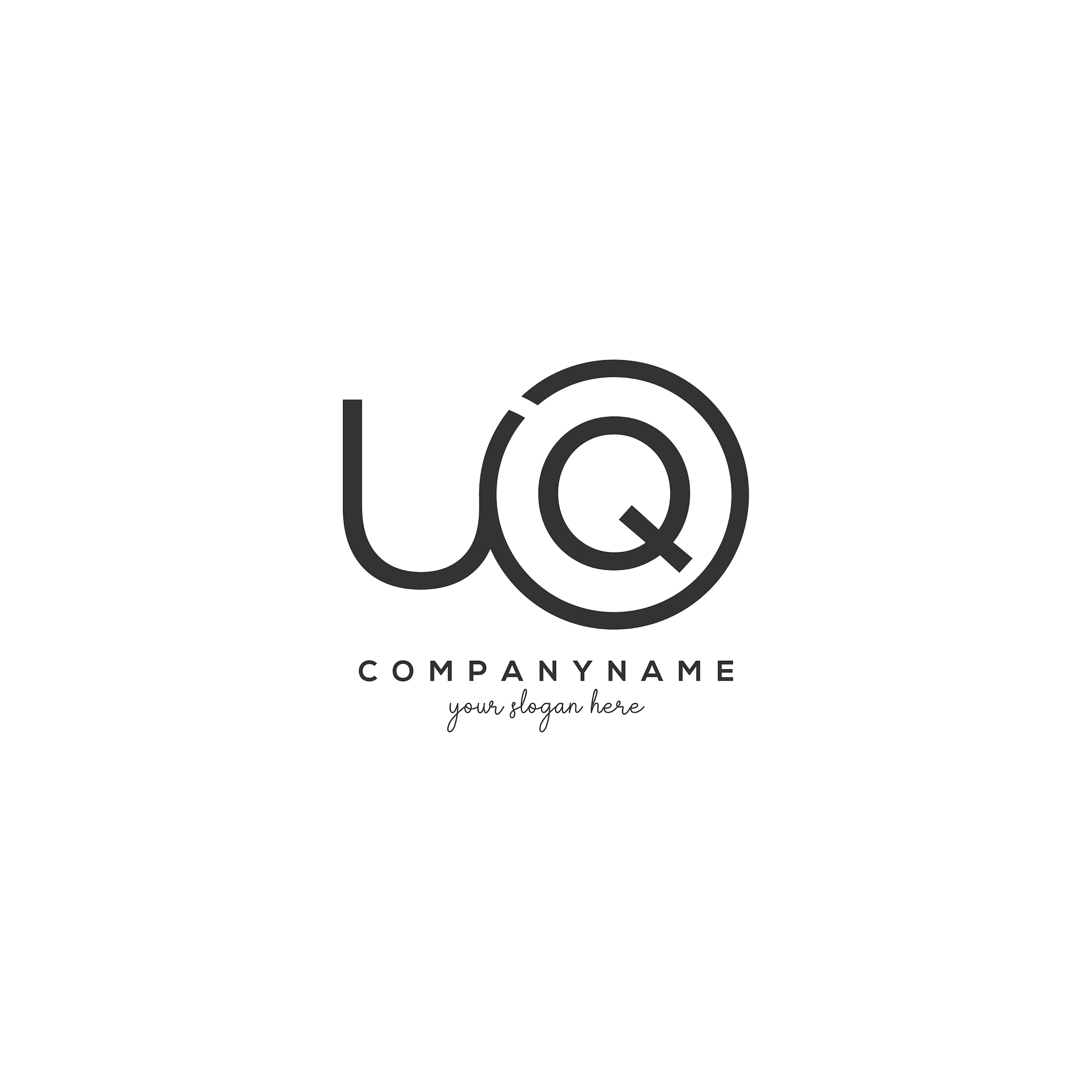 initial uq letter logo with circle template