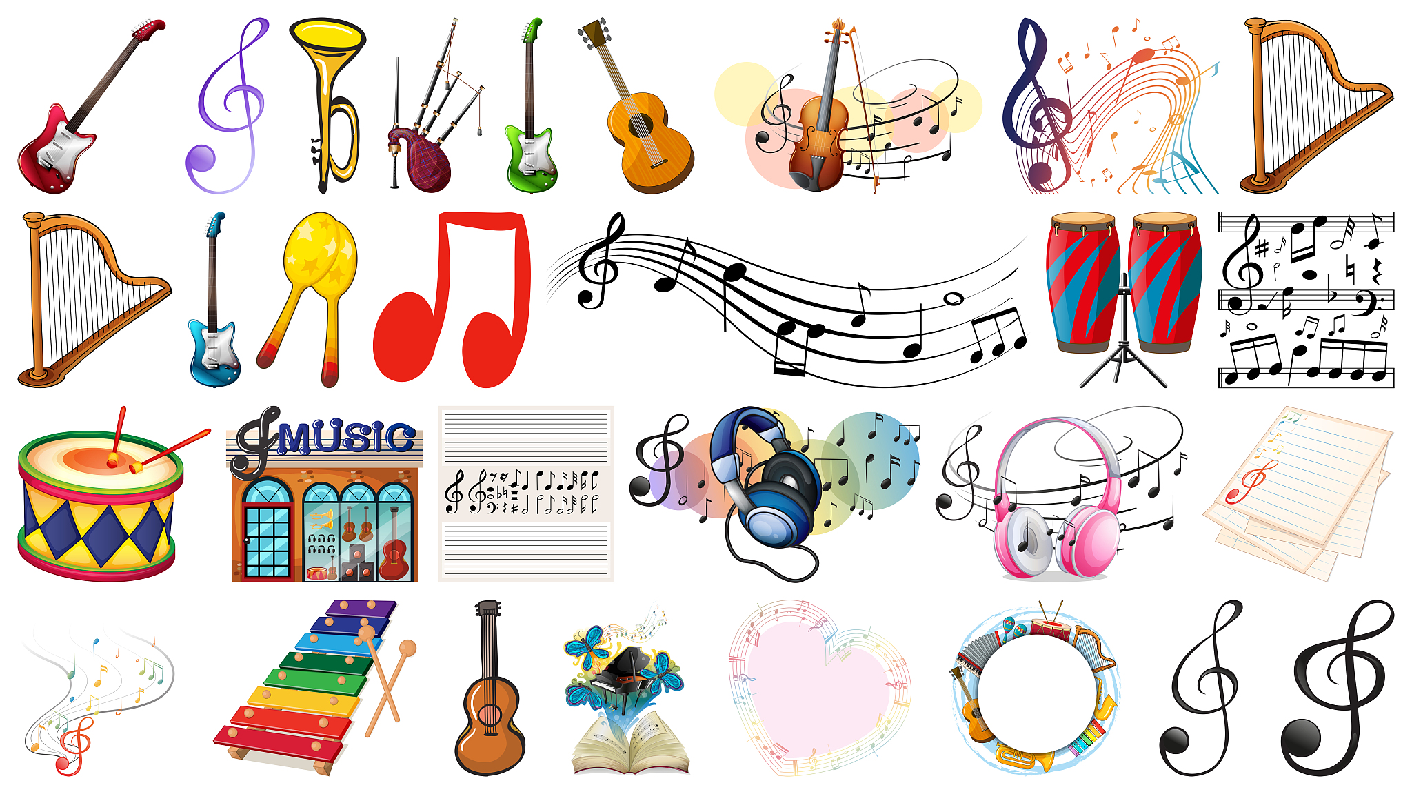 set of music instrument