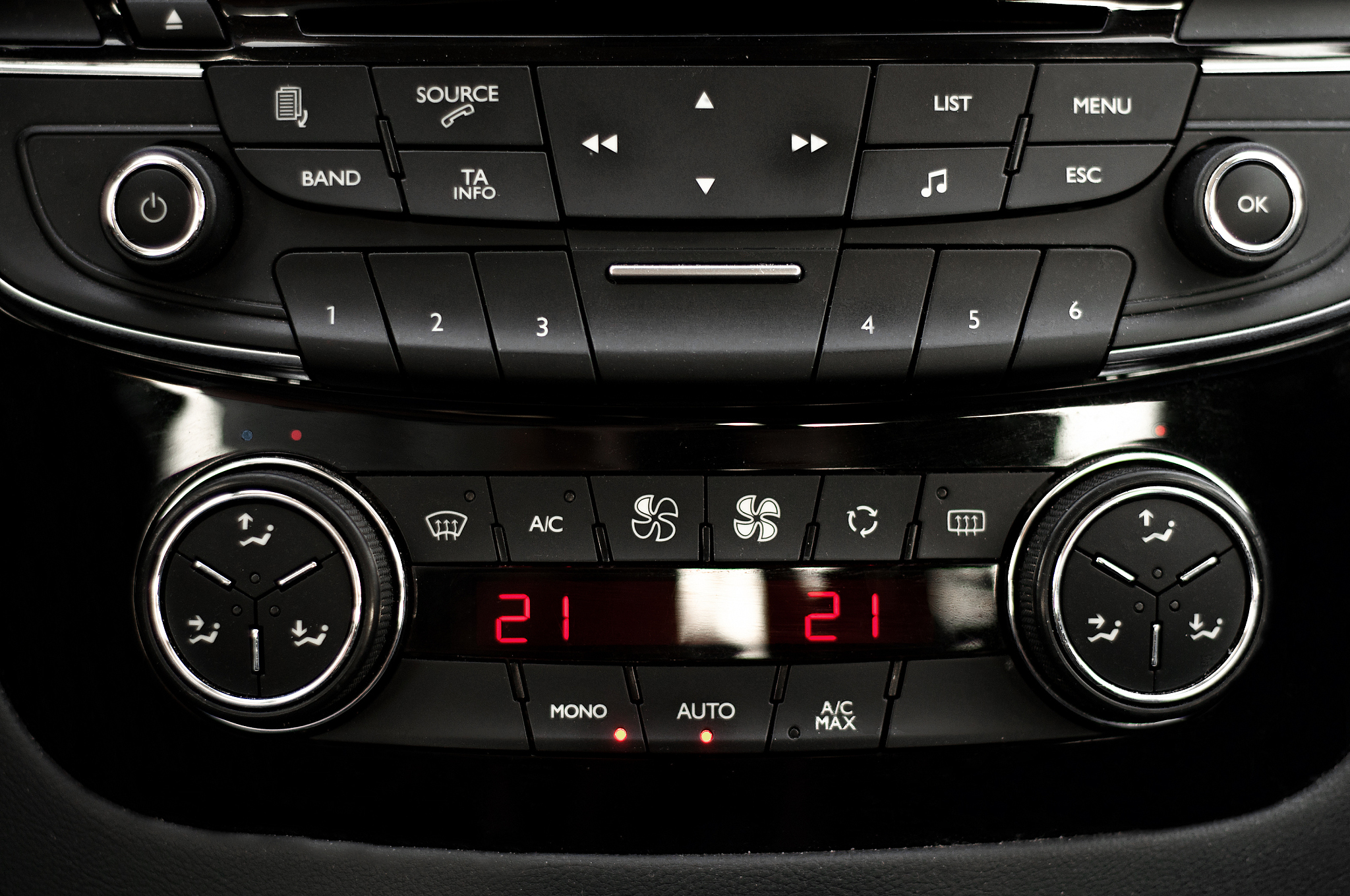main dashboard of an autovehicle, interior-central view