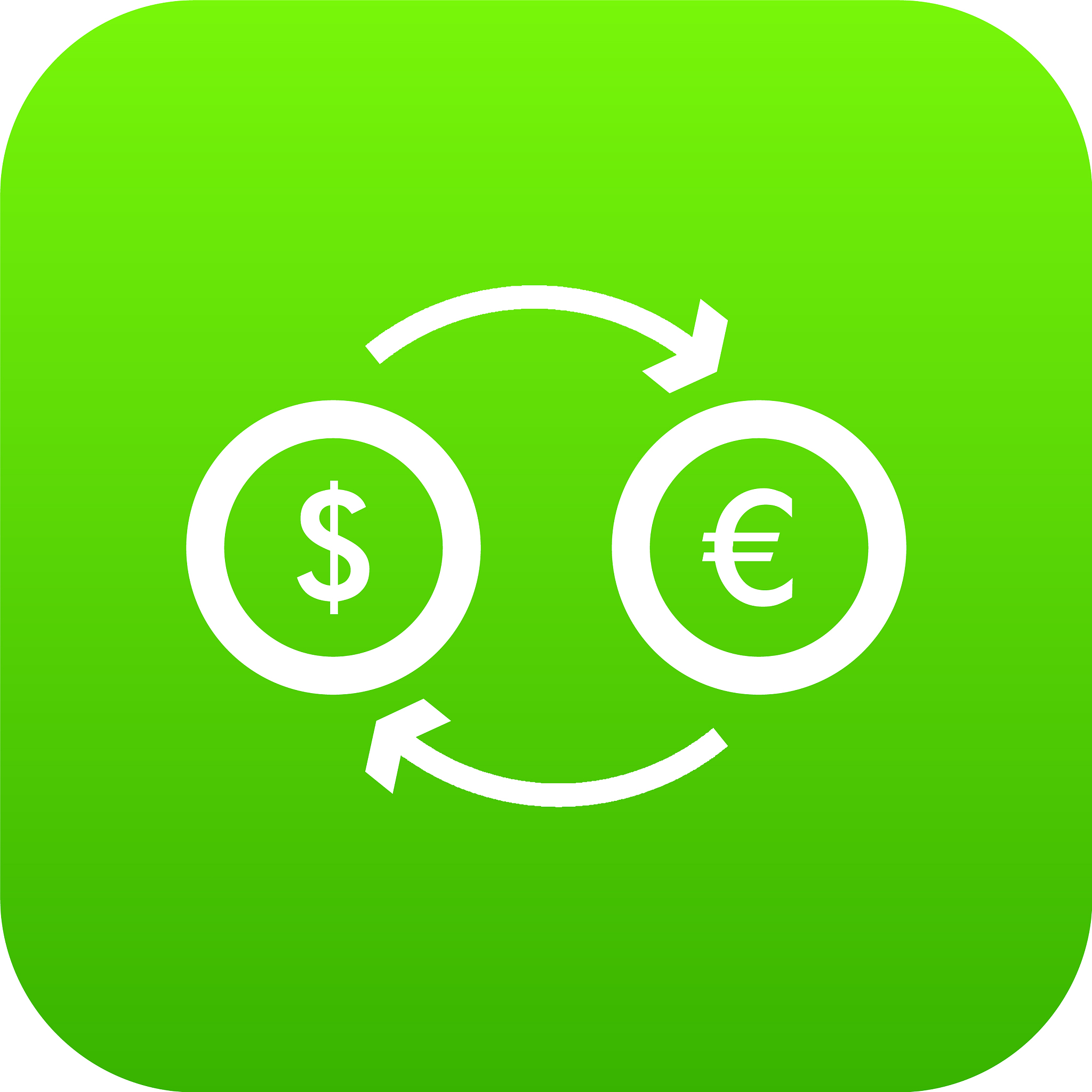 euro dollar euro exchange icon digital green
