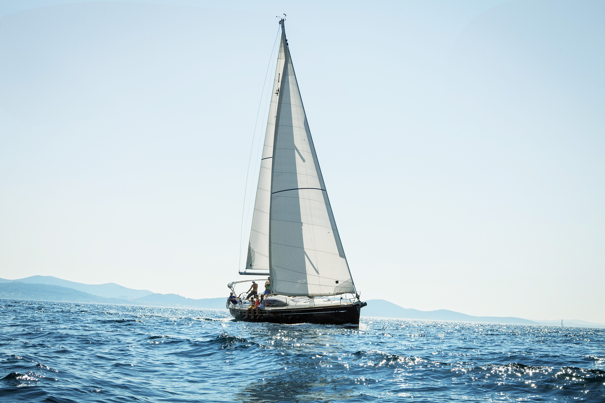 young people sailing together, adriatic sea, croatia