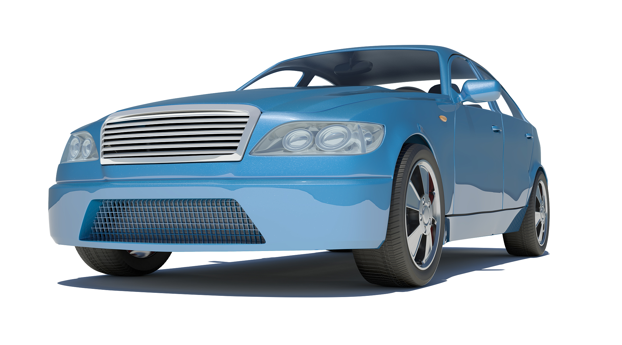blue car on white