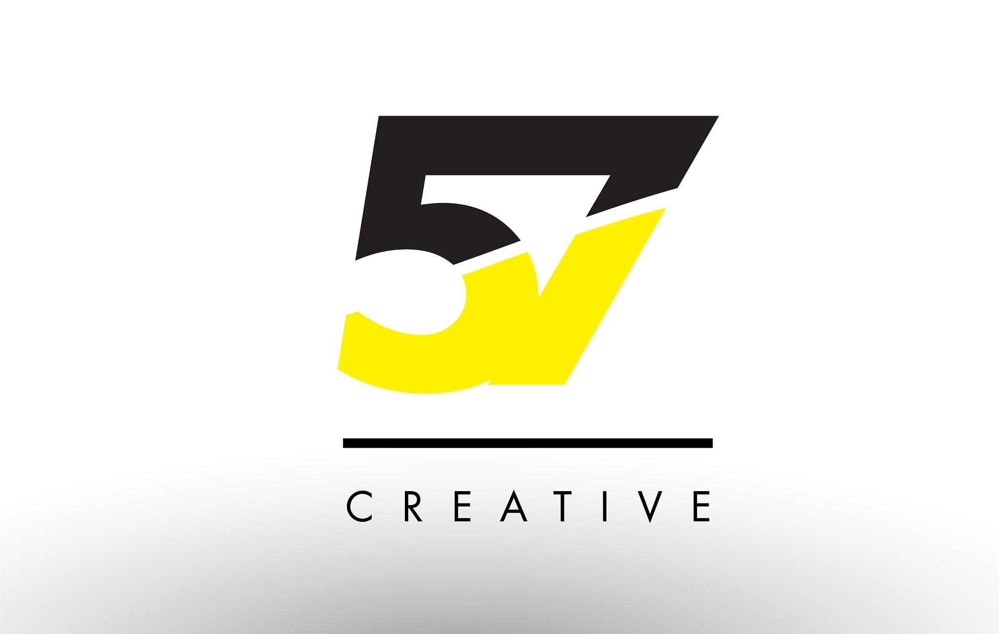 57 black and yellow number logo design