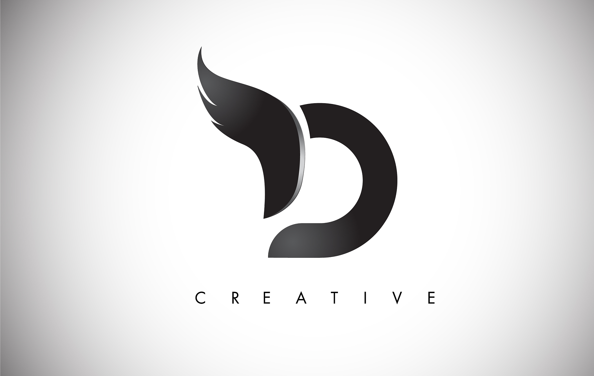 d letter wings logo design with black bird fly