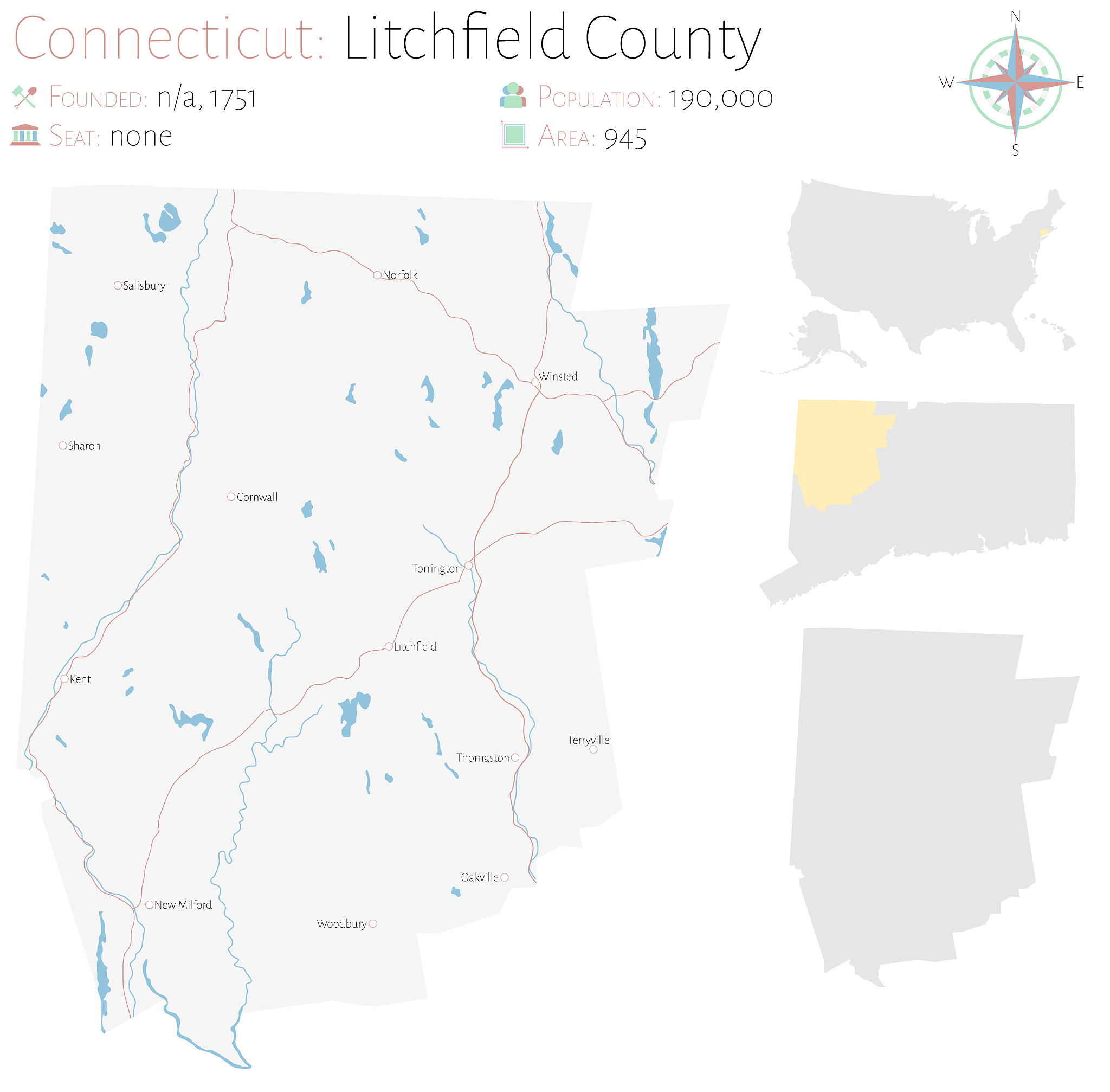 map of litchfield county in connecticut