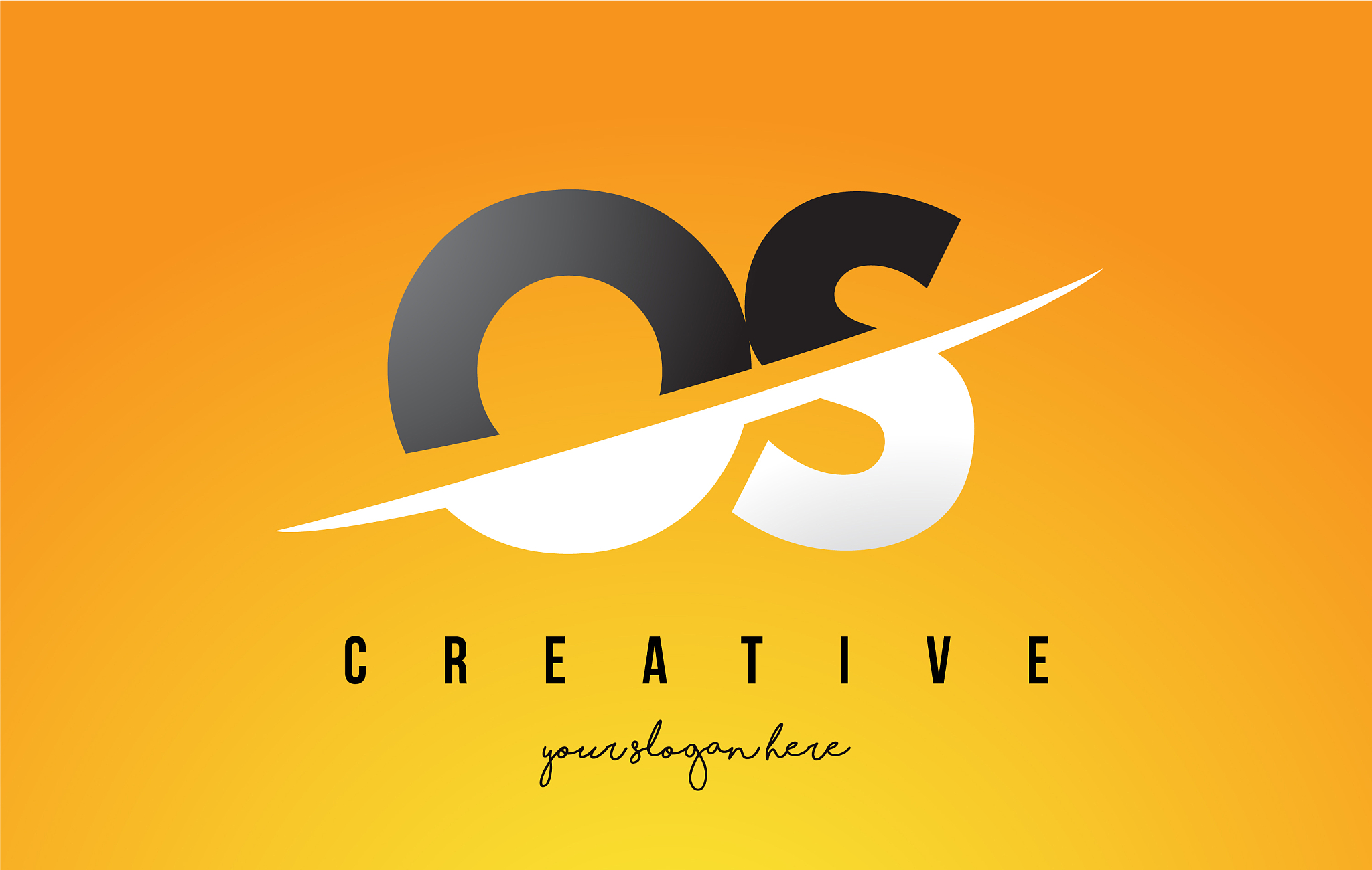 os o s letter modern logo design with yellow