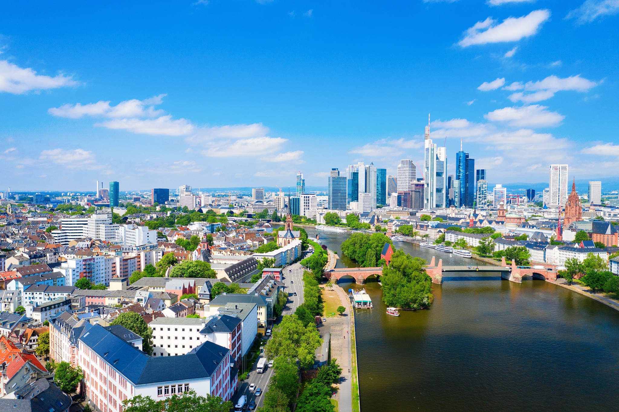 frankfurt am main skyline on a sunny day