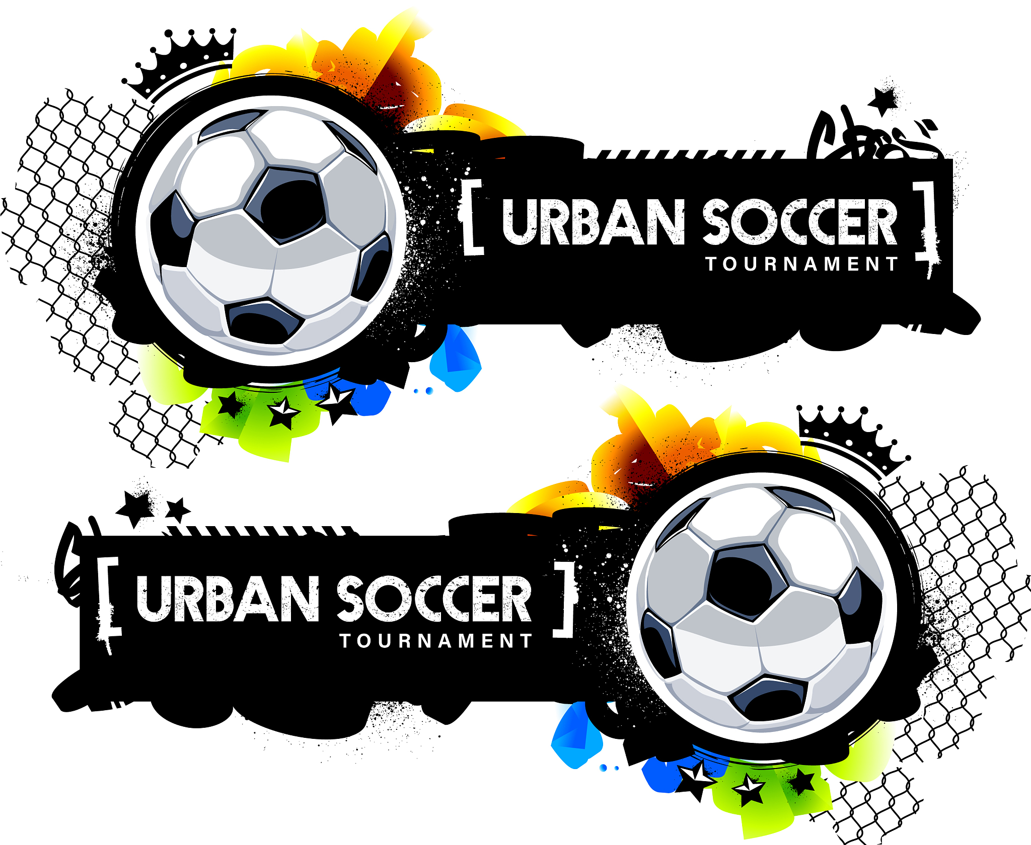 graffiti style urban soccer banner