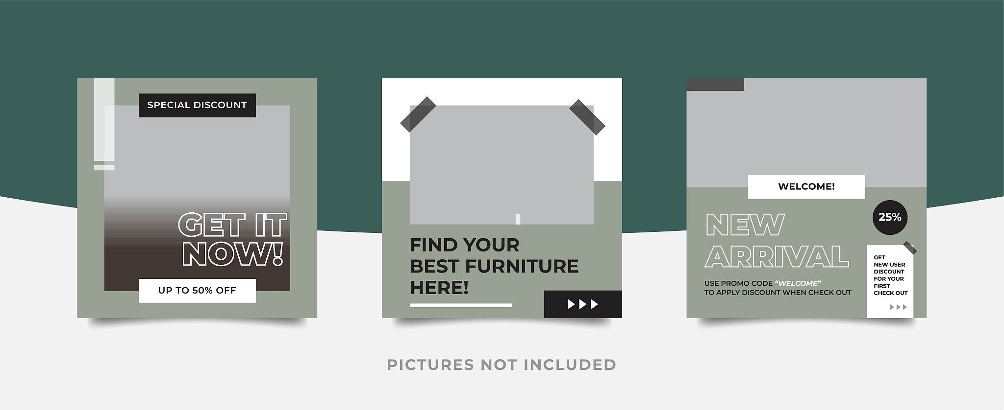 modern furniture social media pack template for discount, promot