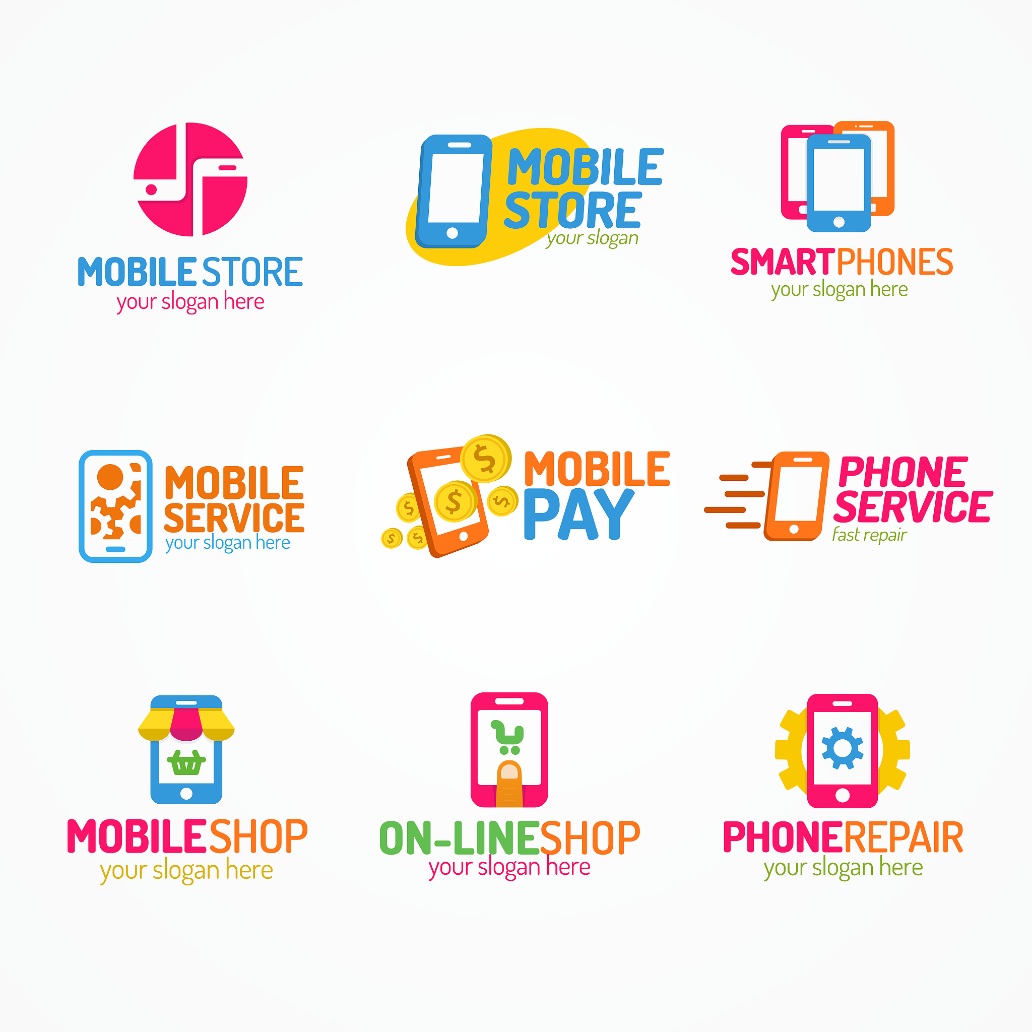 phone  set color style use for smartphone shop and service