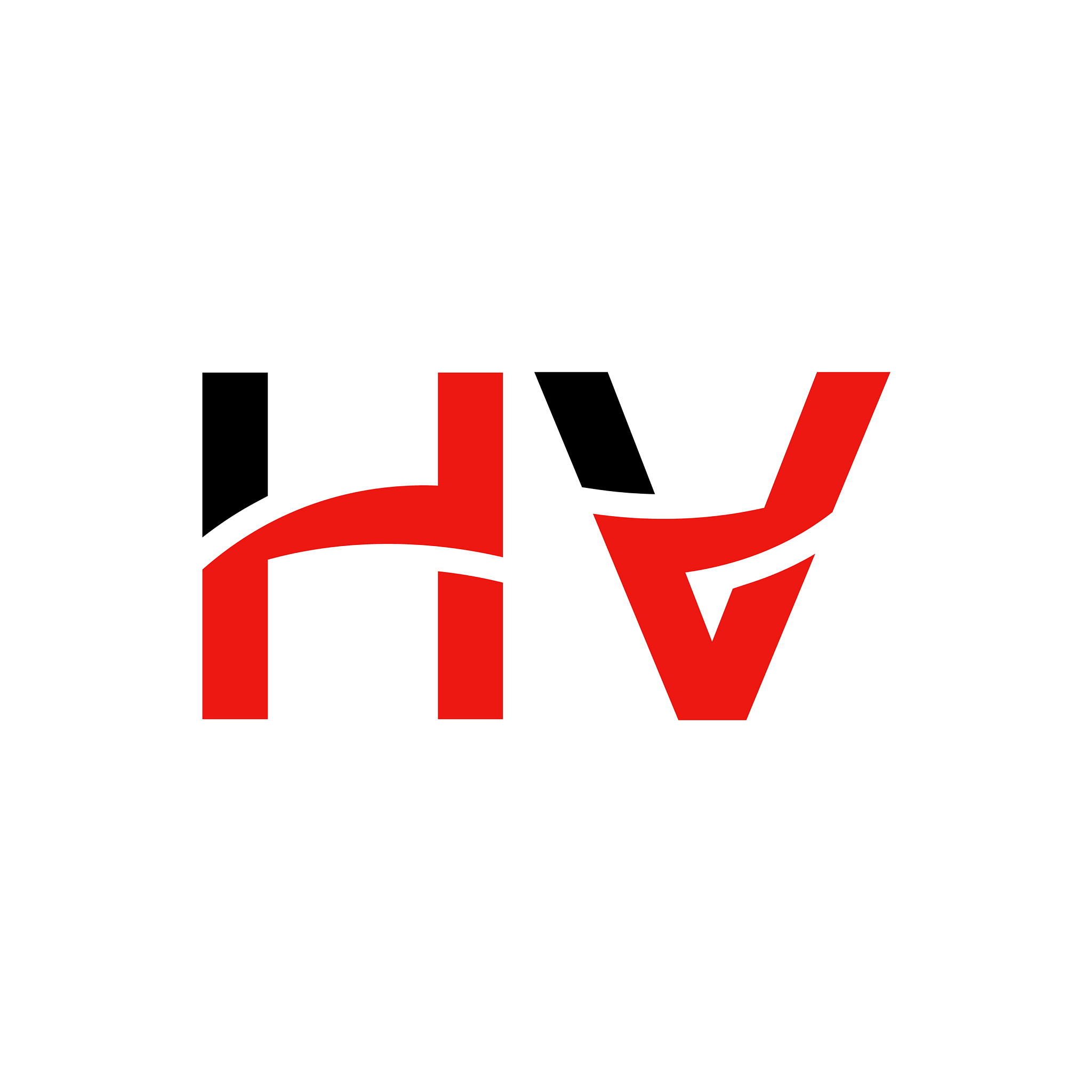 letter hv logo design linked template with red