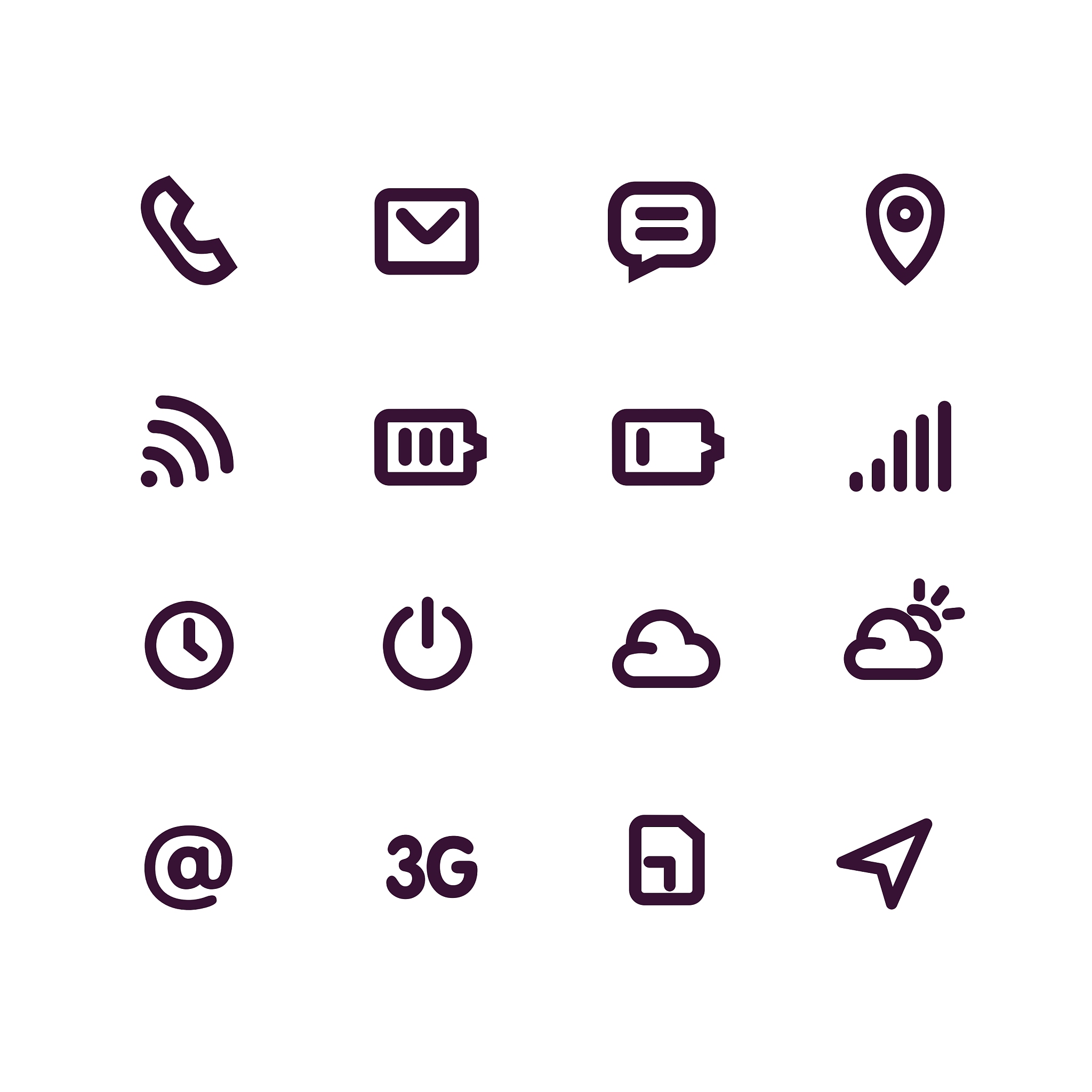 mobile interface and apps line icon set
