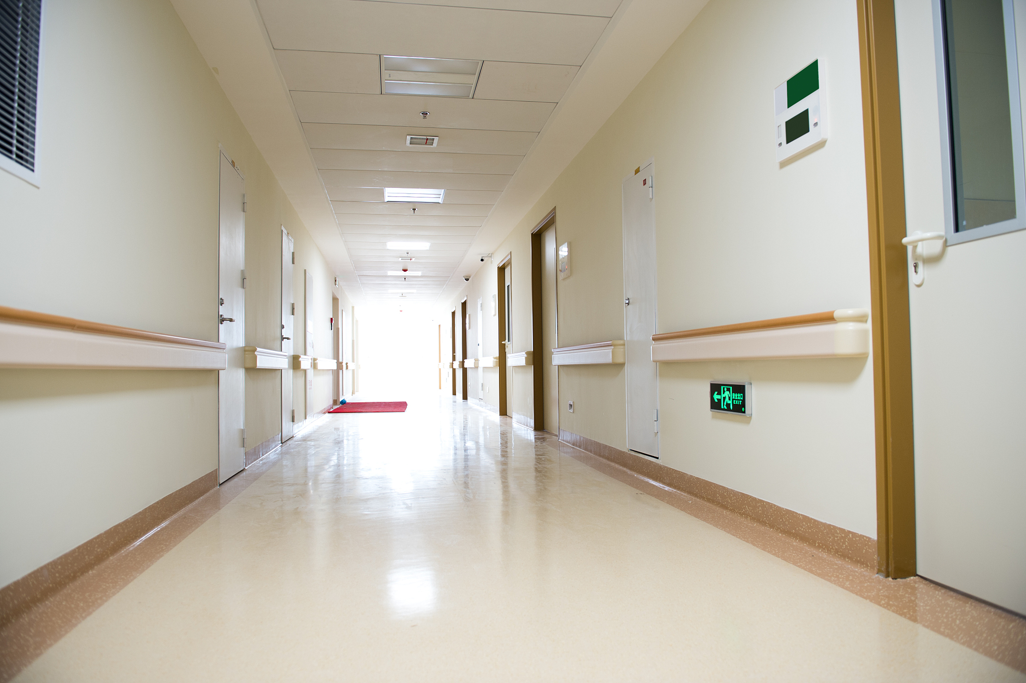 long empty corridor in hospital